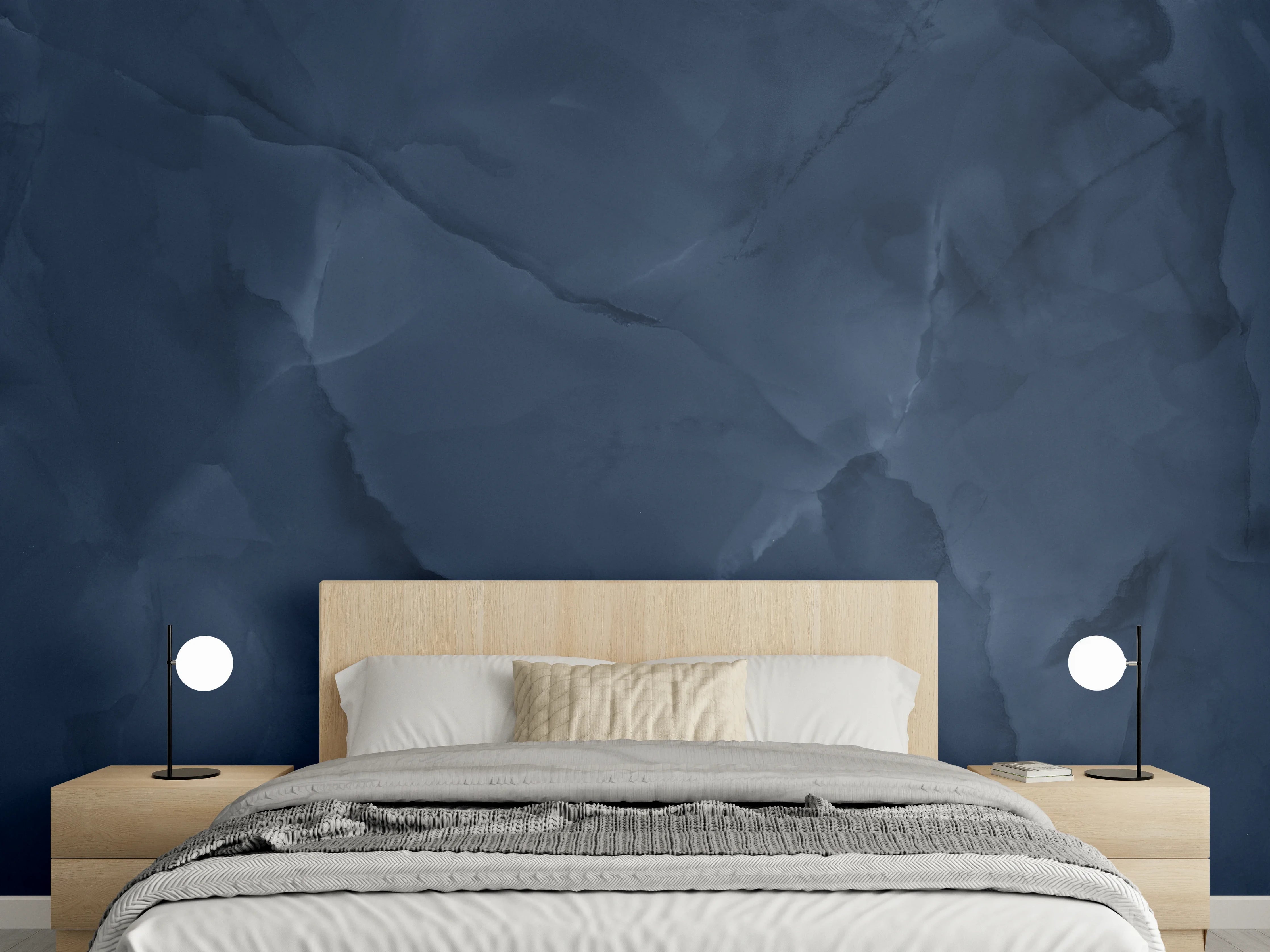 Wandverkleidung Schlafzimmer - Dunkle Blau-Ton Textur mit Marbleffekt