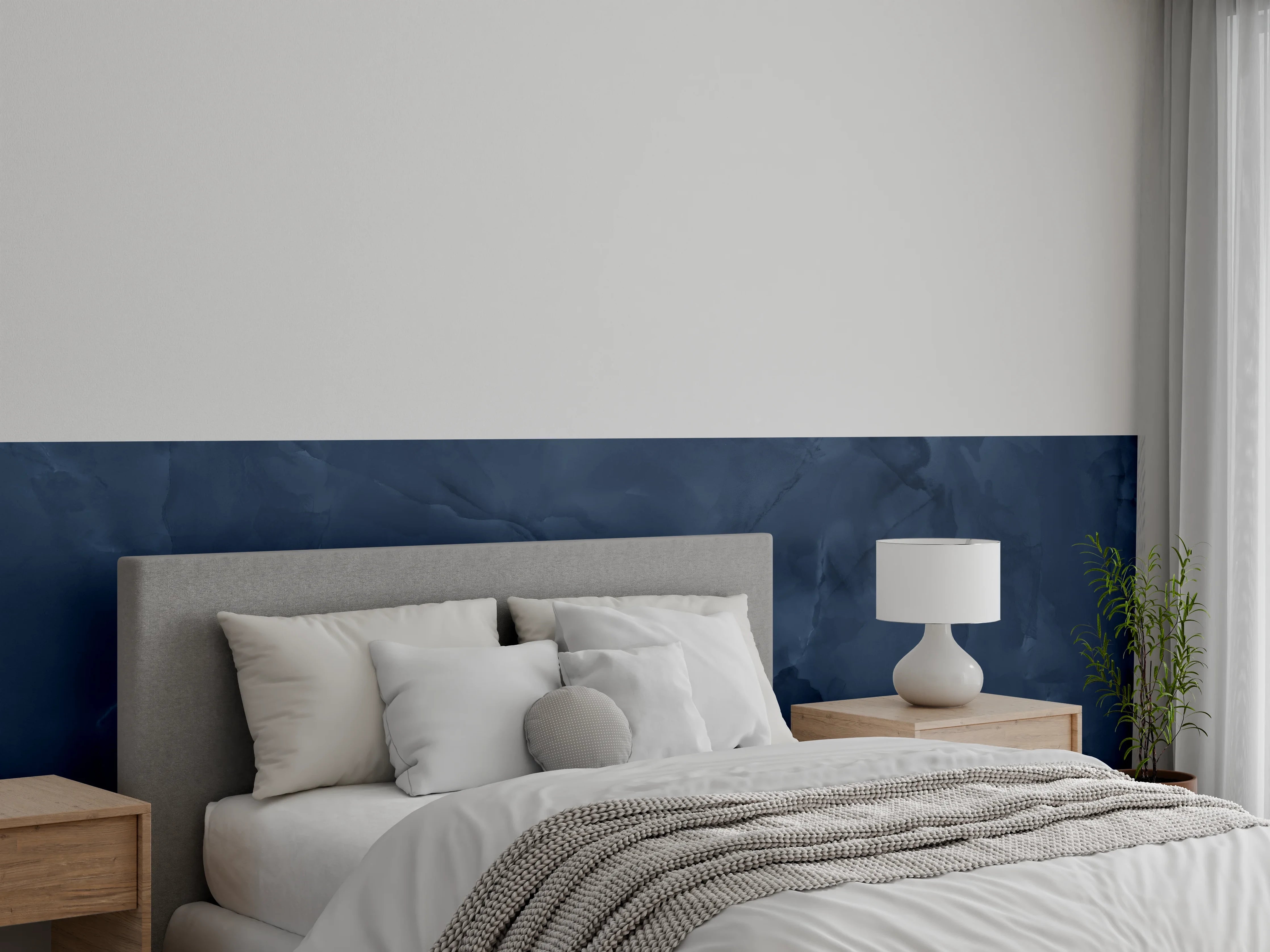 Wandverkleidung Schlafzimmer - Dunkle Blau-Ton Textur mit Marbleffekt