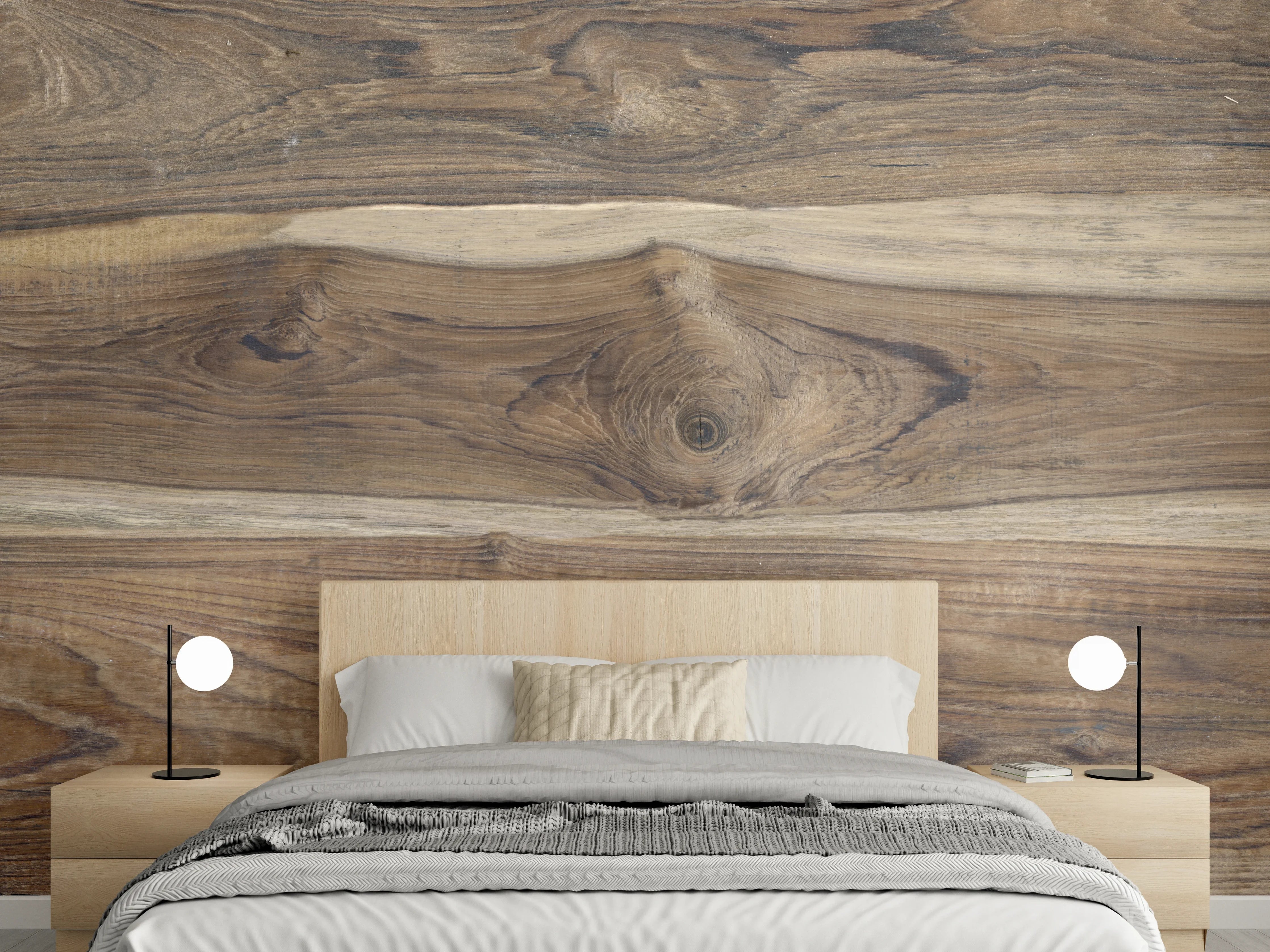 Wandverkleidung Schlafzimmer - Dunkle Holzoptik