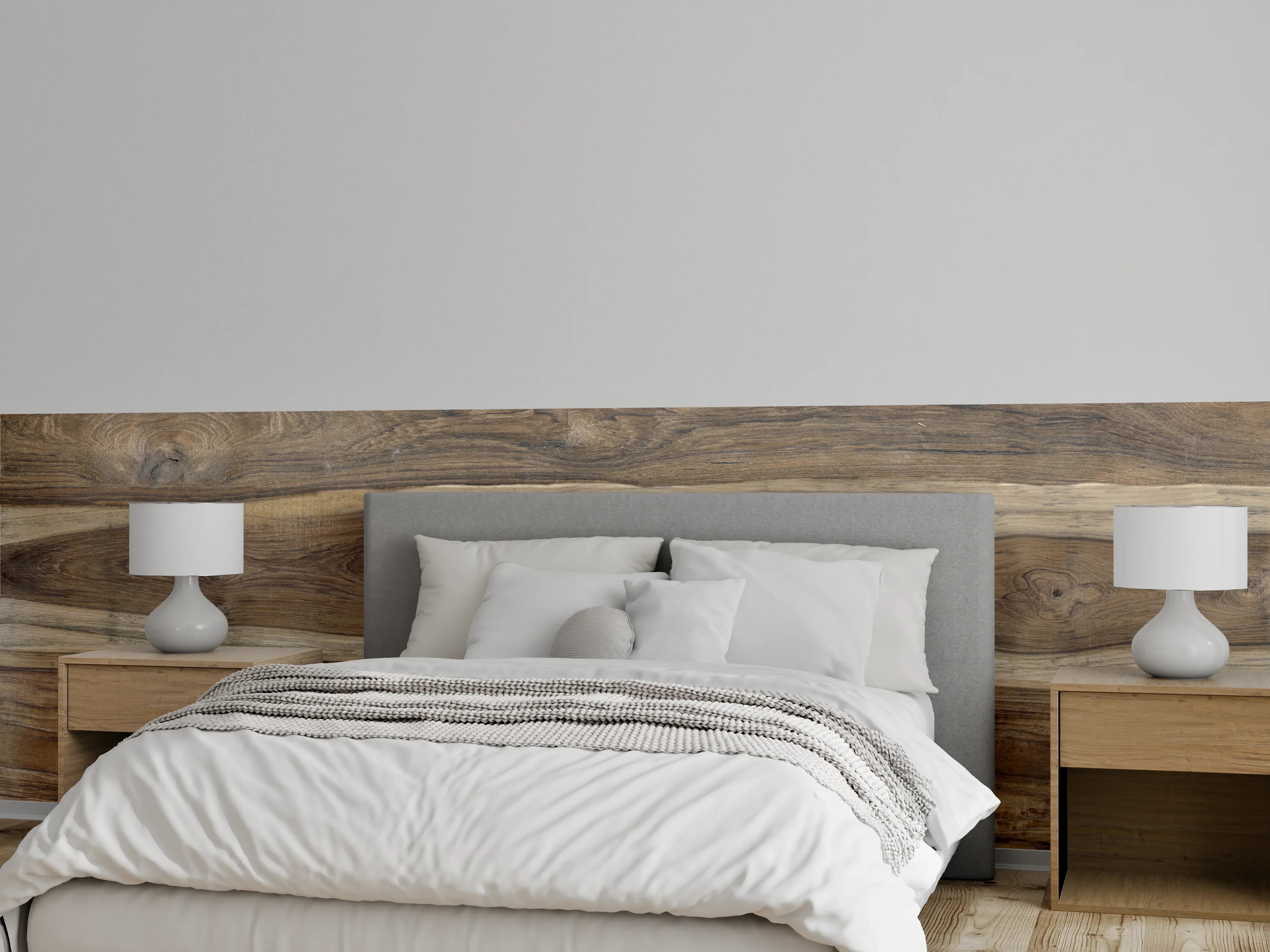 Wandverkleidung Schlafzimmer - Dunkle Holzoptik