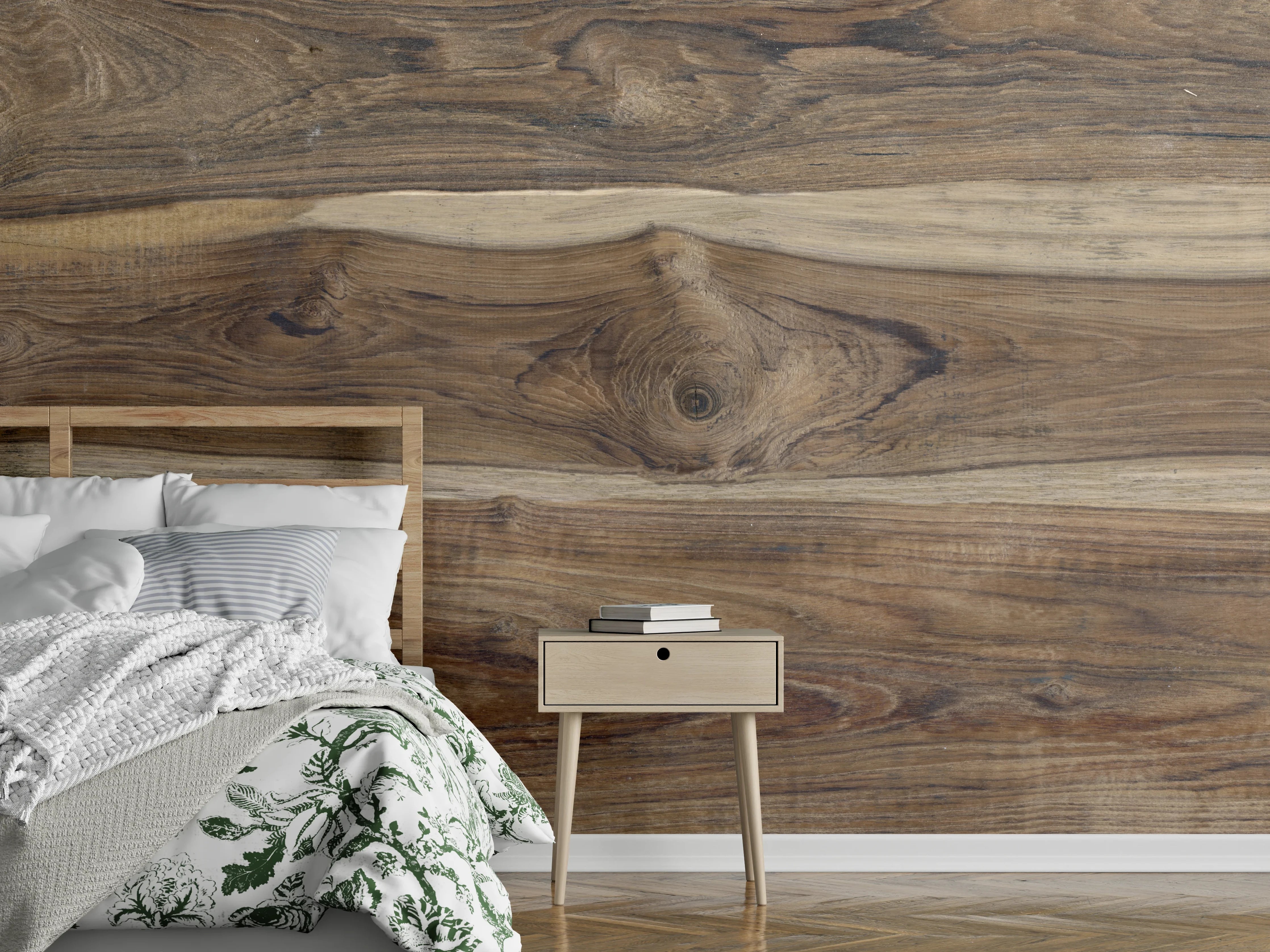 Wandverkleidung Schlafzimmer - Dunkle Holzoptik