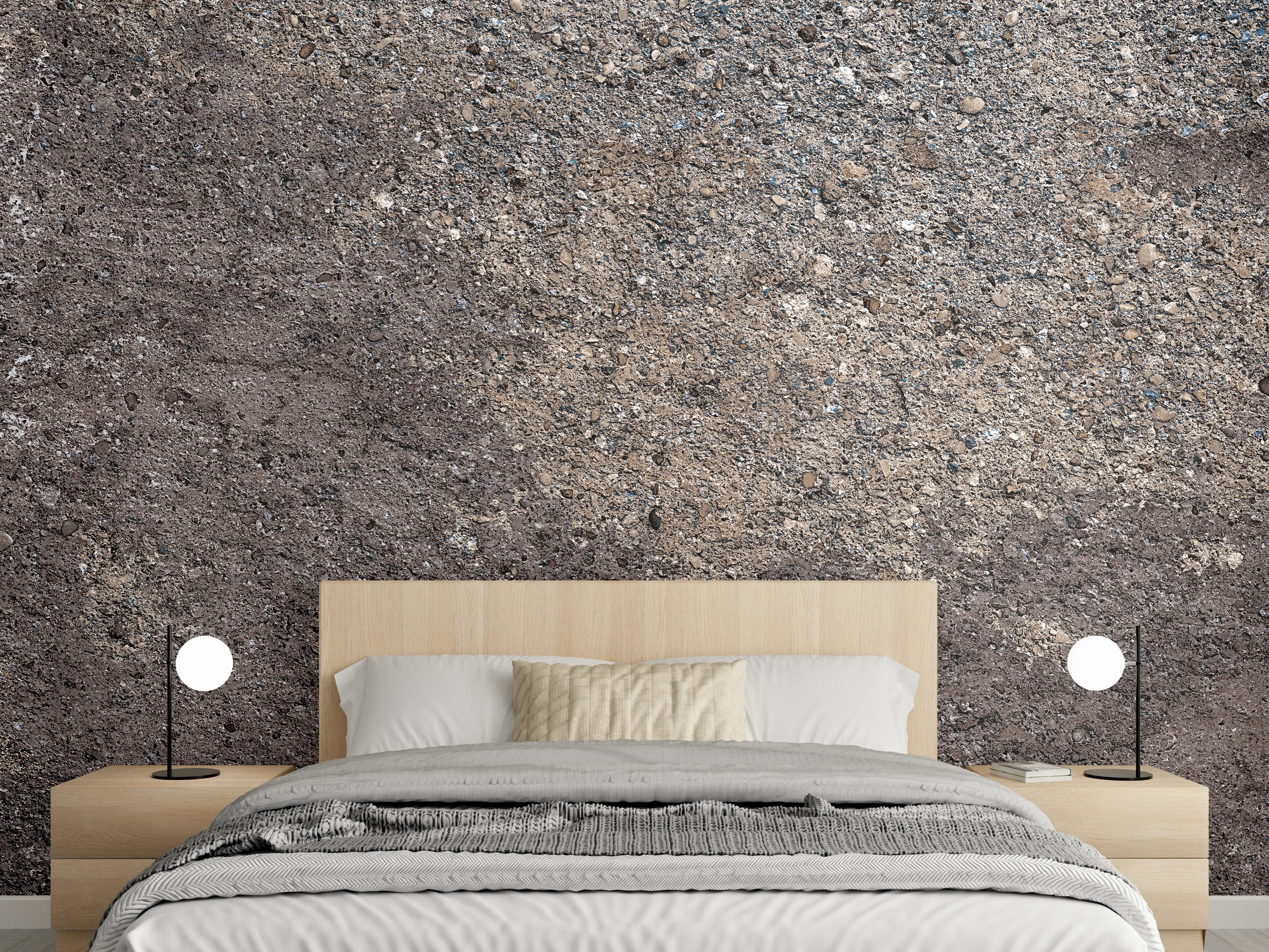 Wandverkleidung Schlafzimmer - Dunkle Sandsteinstruktur