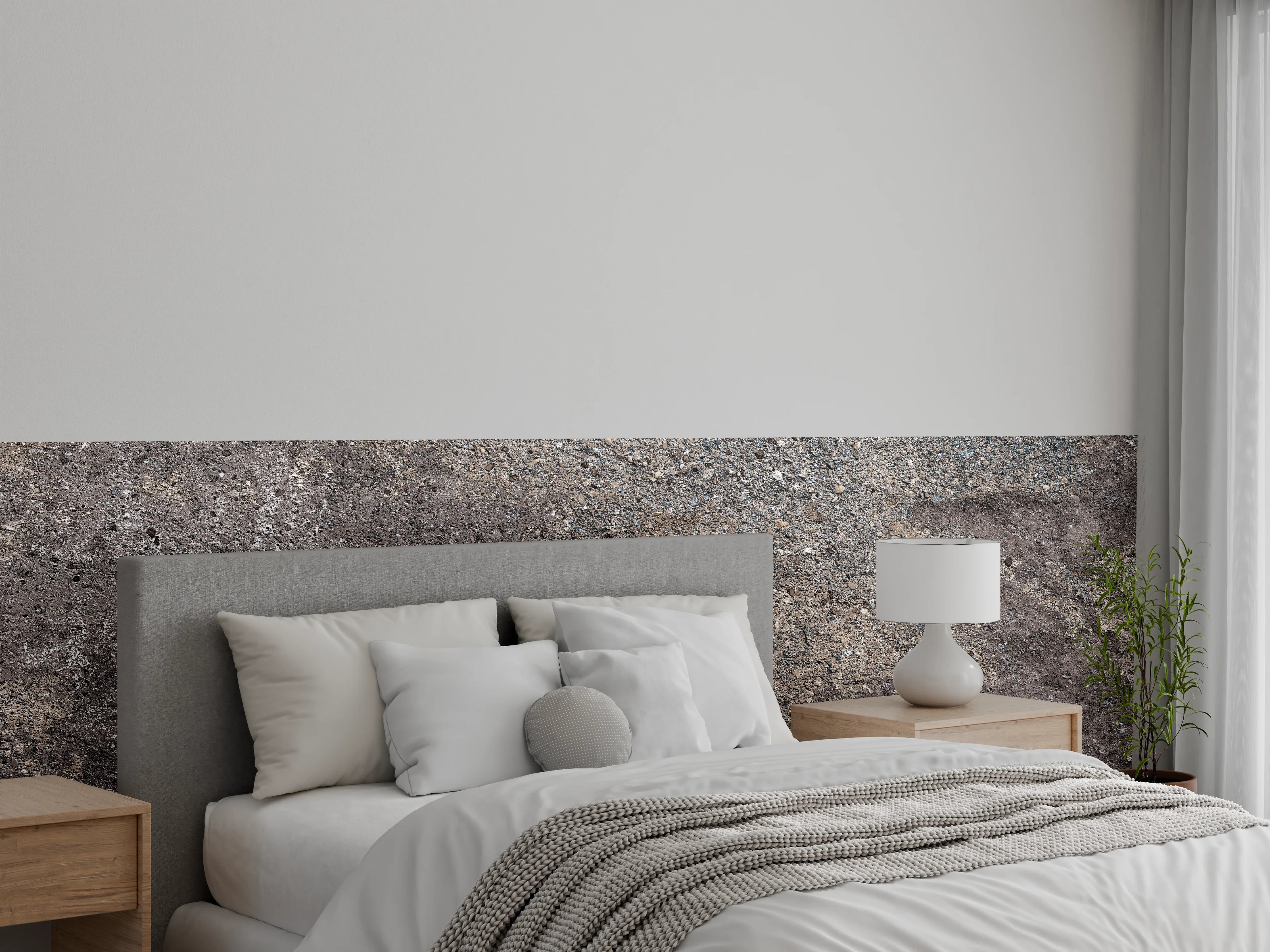 Wandverkleidung Schlafzimmer - Dunkle Sandsteinstruktur