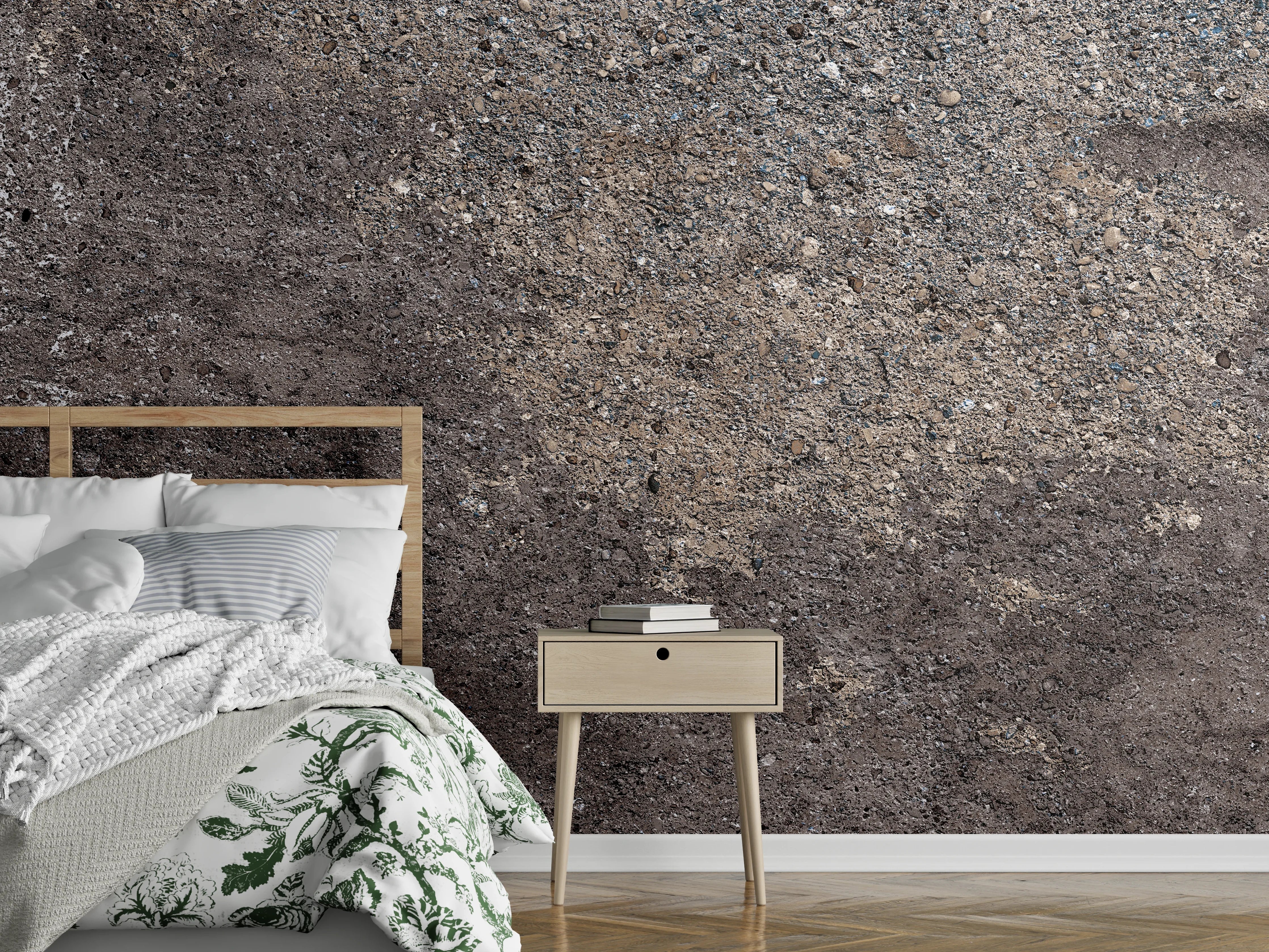 Wandverkleidung Schlafzimmer - Dunkle Sandsteinstruktur
