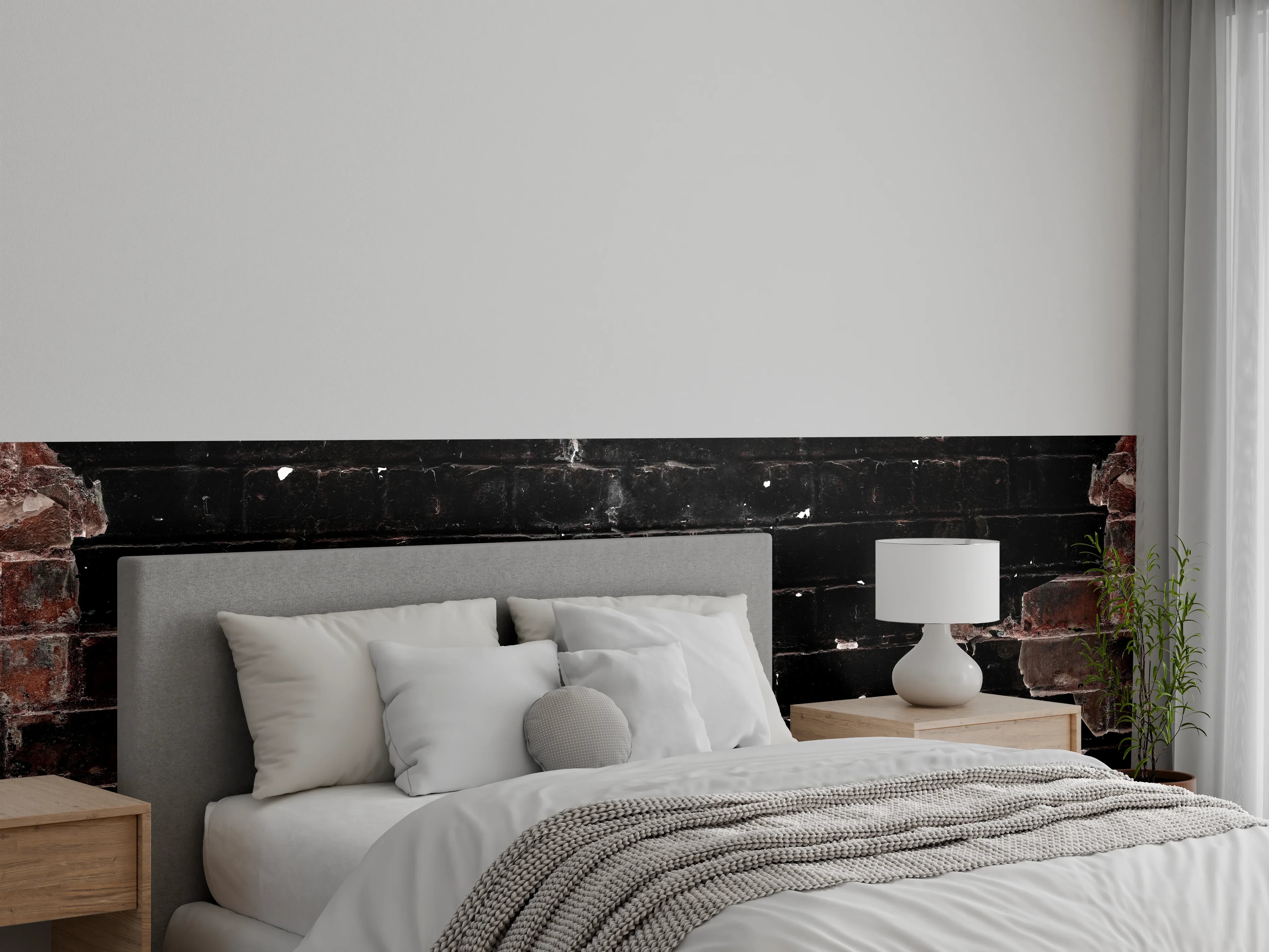 Wandverkleidung Schlafzimmer - Dunkle beschädigte Ziegelwand