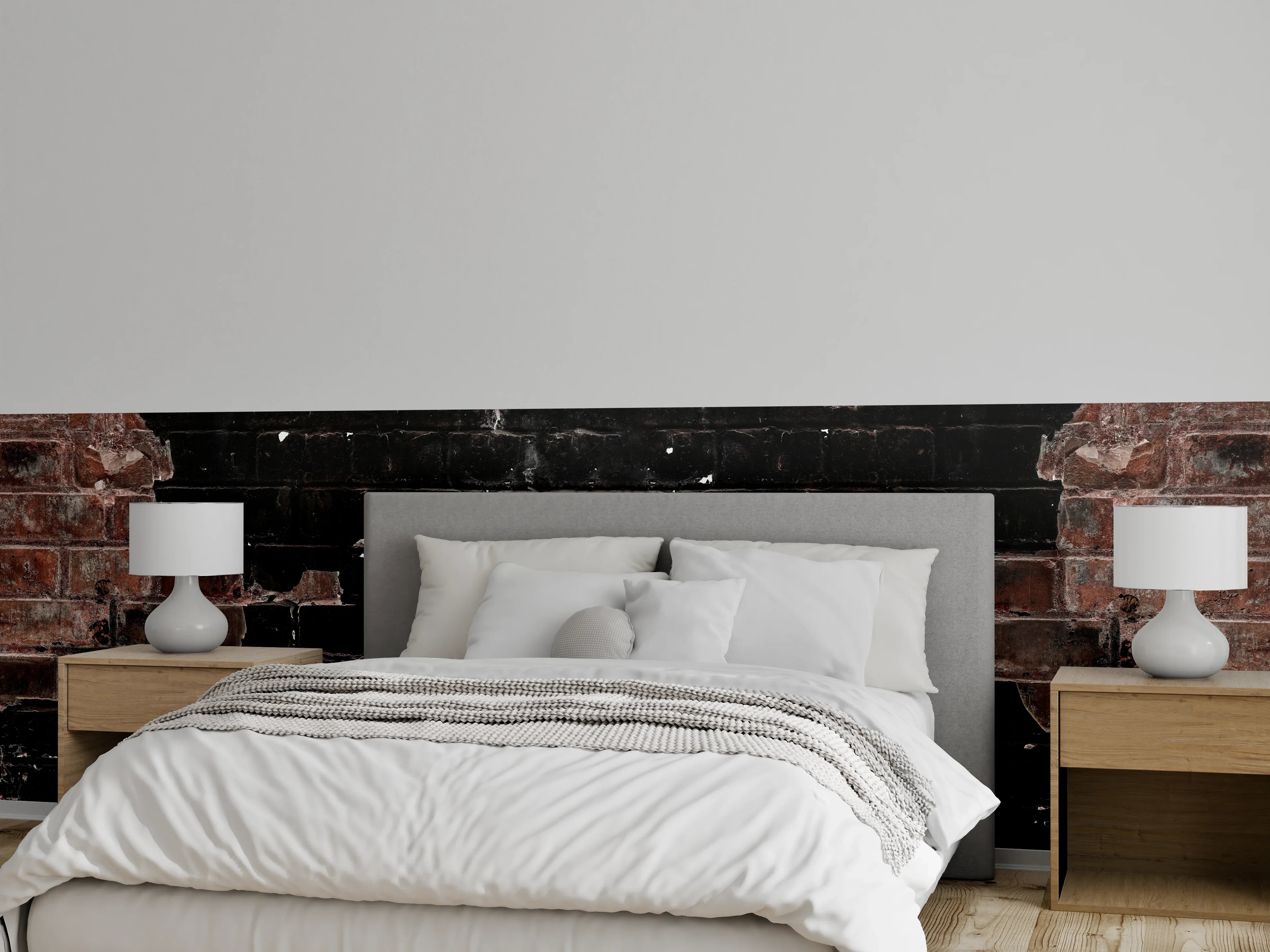 Wandverkleidung Schlafzimmer - Dunkle beschädigte Ziegelwand