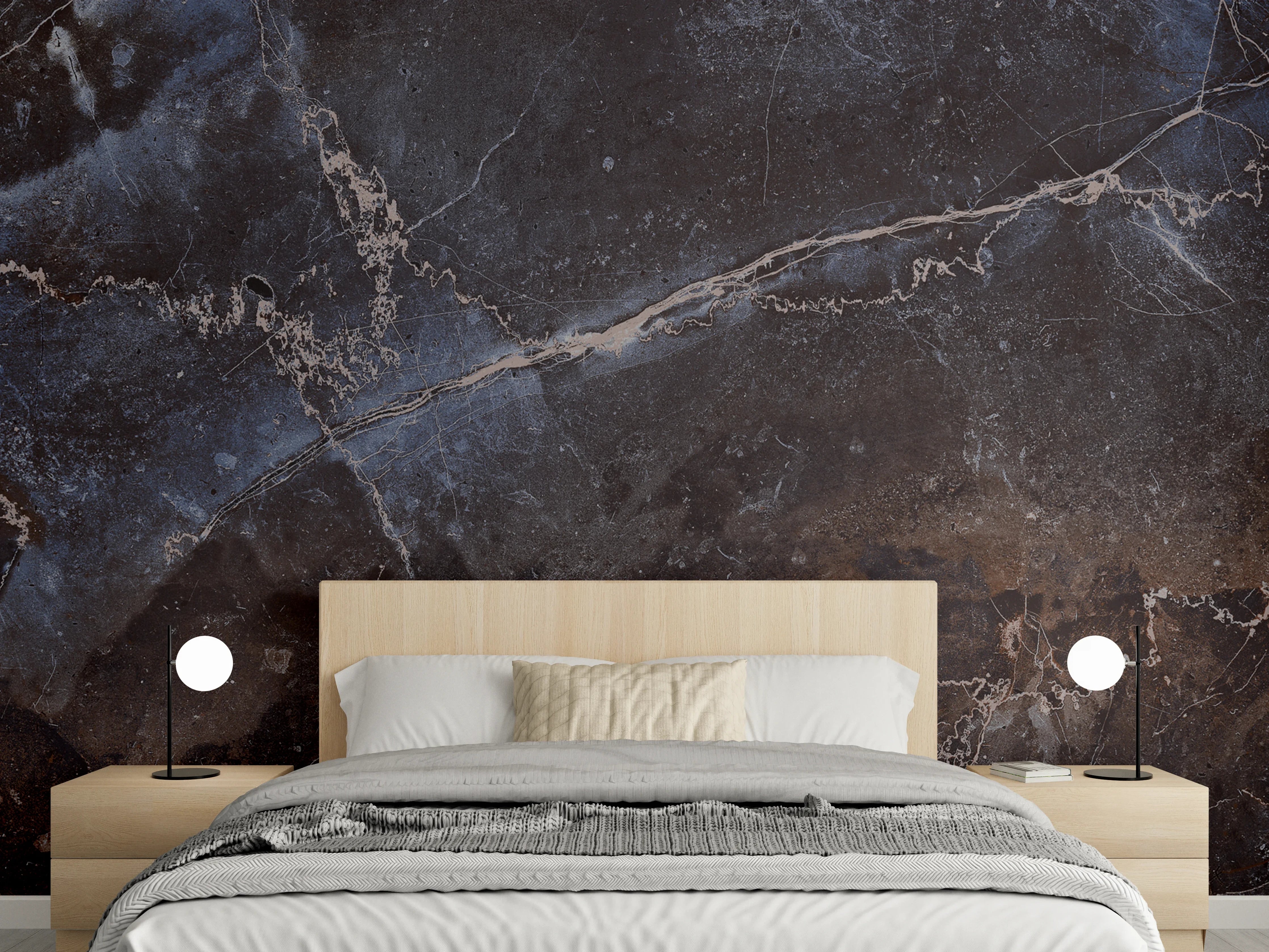 Wandverkleidung Schlafzimmer - Dunkler Marmor