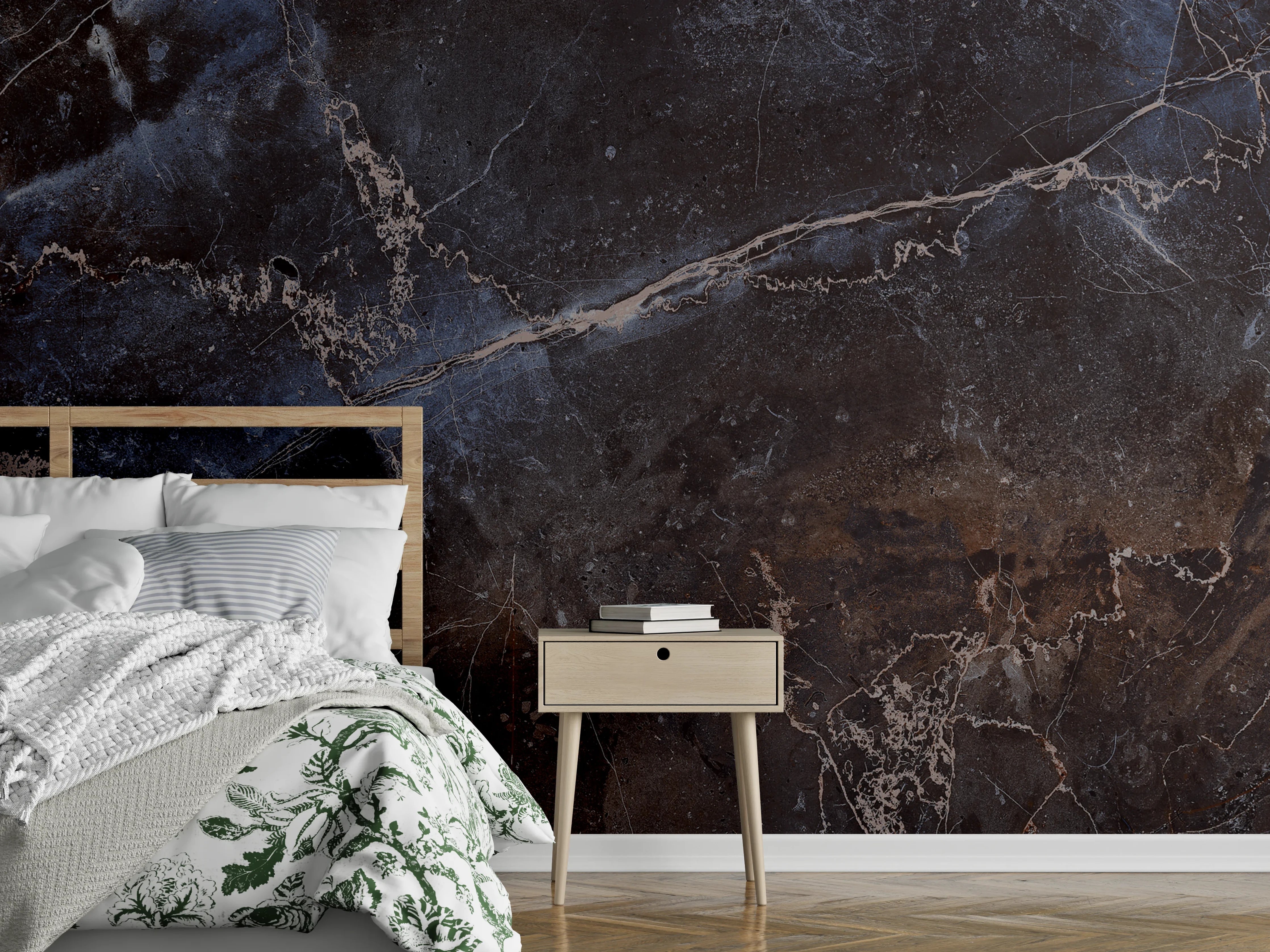 Wandverkleidung Schlafzimmer - Dunkler Marmor