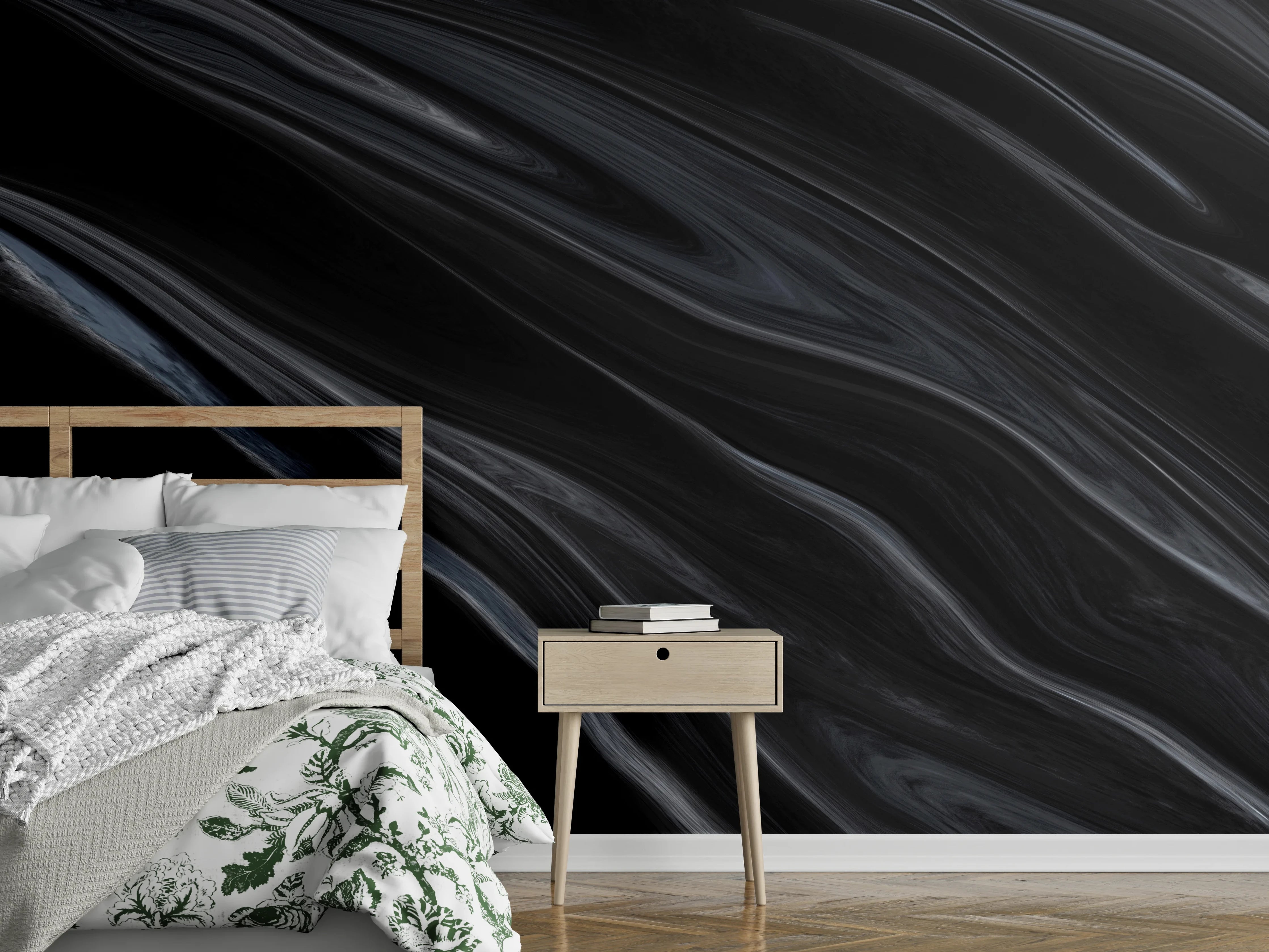 Wandverkleidung Schlafzimmer - Dunkler Seidenhintergrund