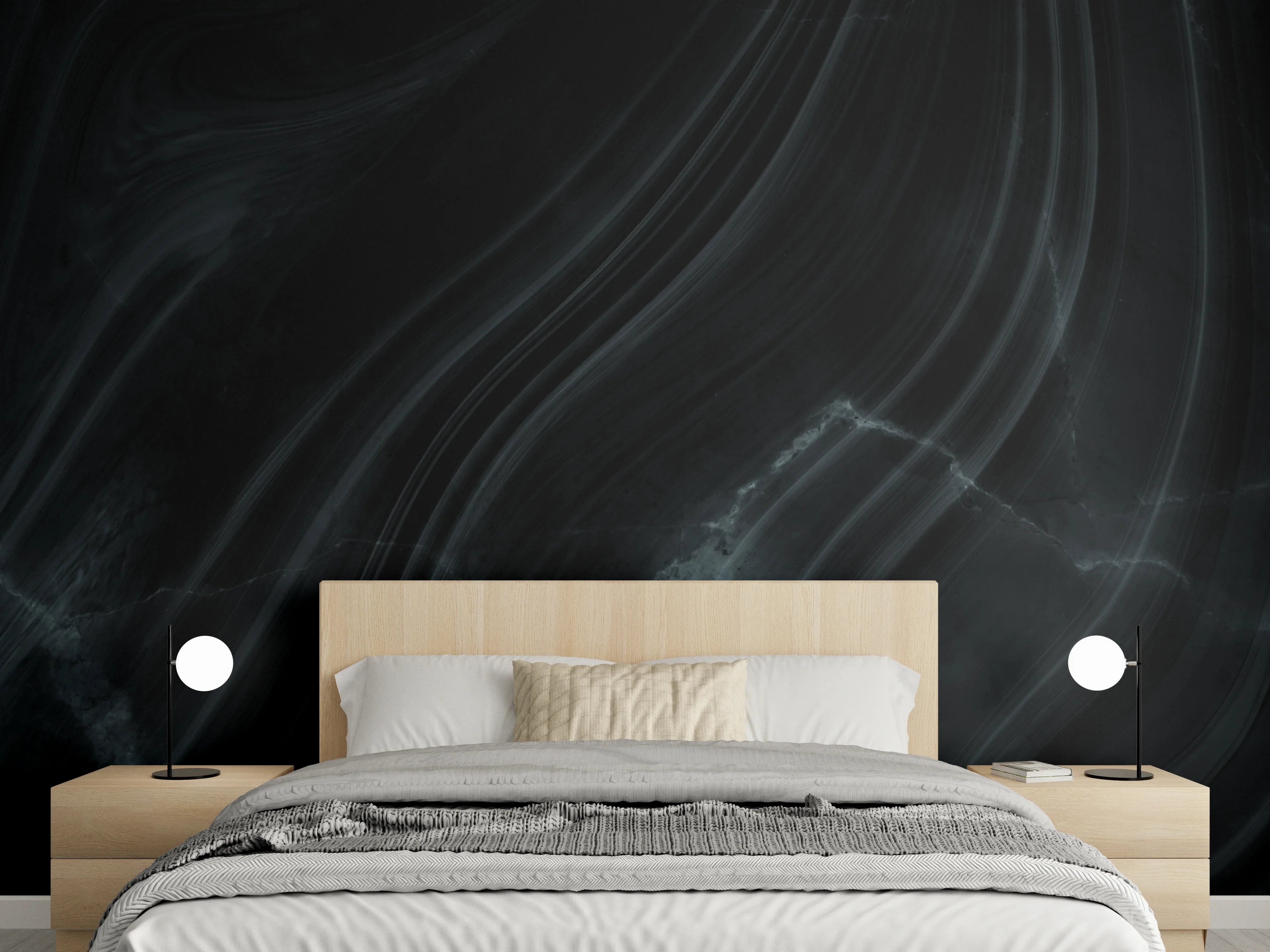 Wandverkleidung Schlafzimmer - Dunkler klassischer Marmor