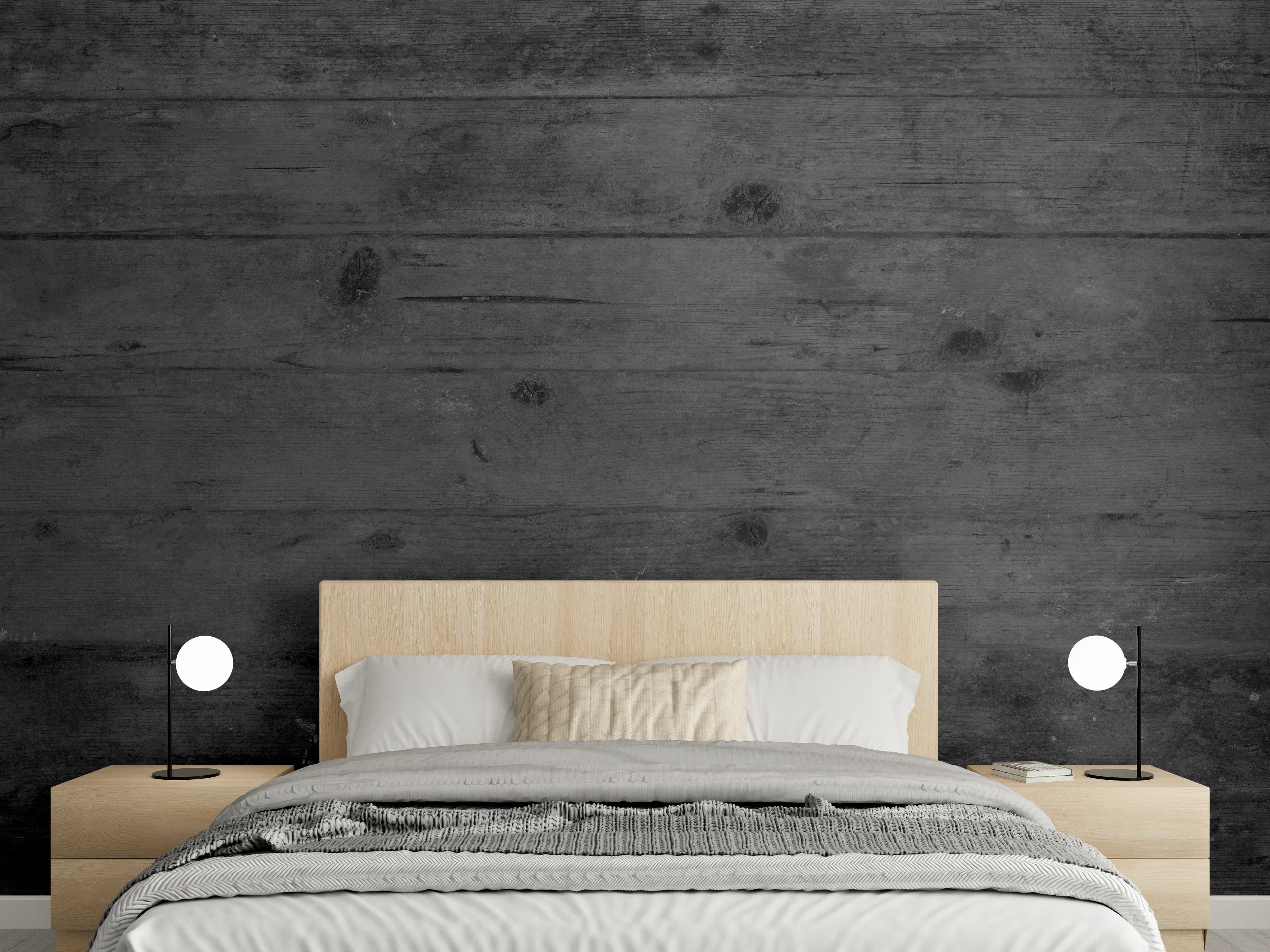 Wandverkleidung Schlafzimmer - Dunkles altes Hartholz
