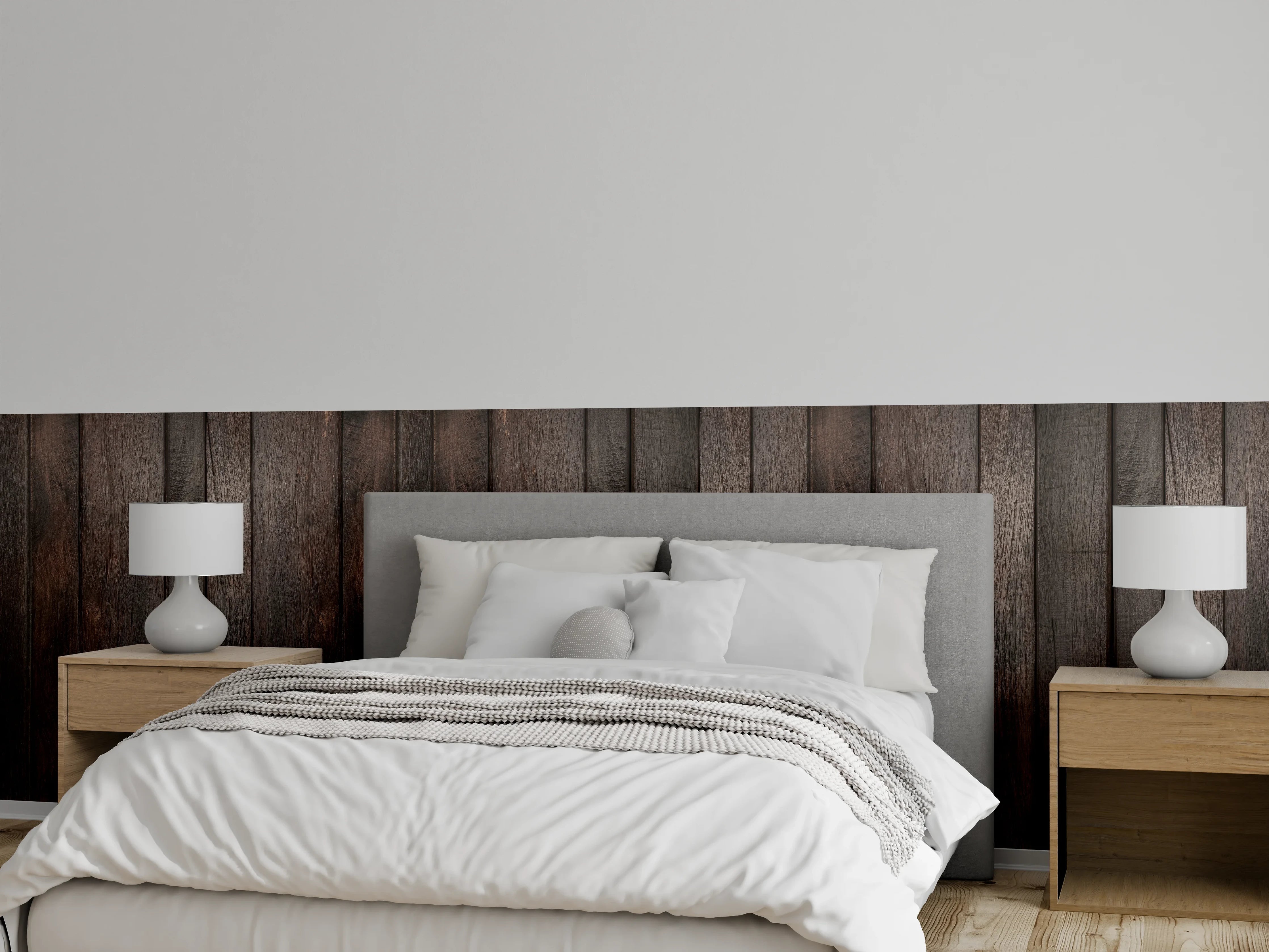 Wandverkleidung Schlafzimmer - Dunkles glasiertes Holz