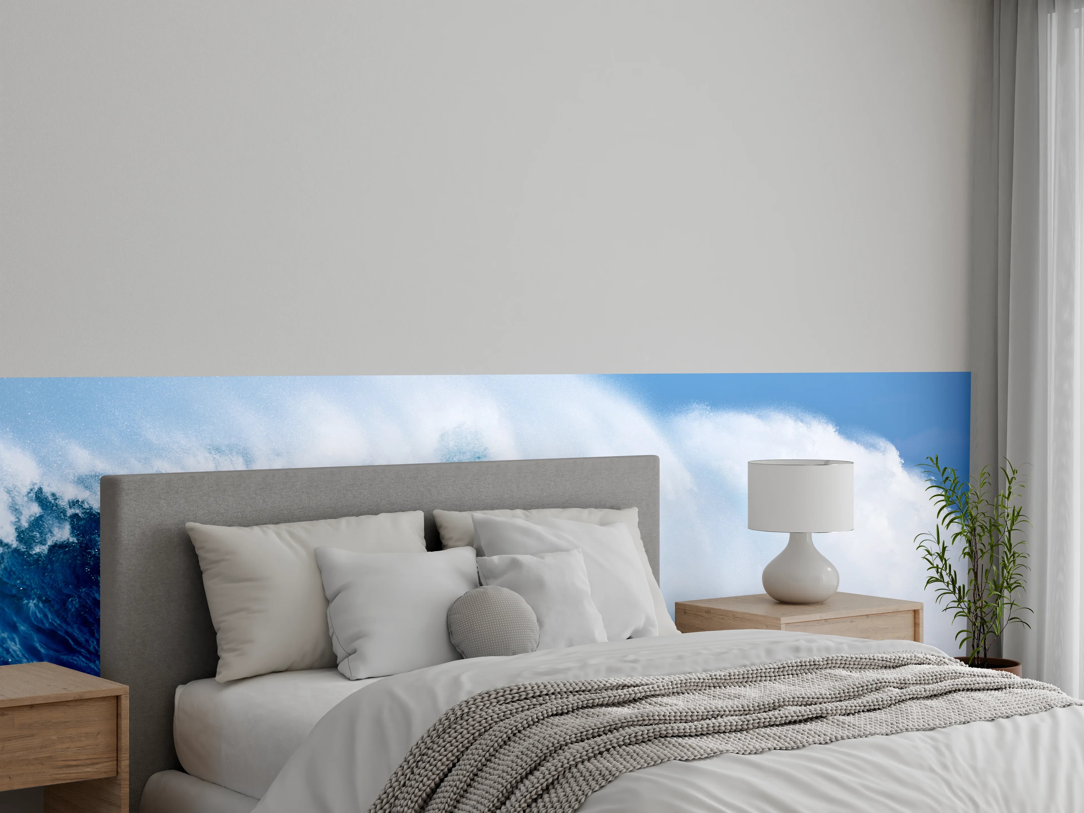Wandverkleidung Schlafzimmer - Dynamische Ozeanwelle – Meeresmotiv Wandbild