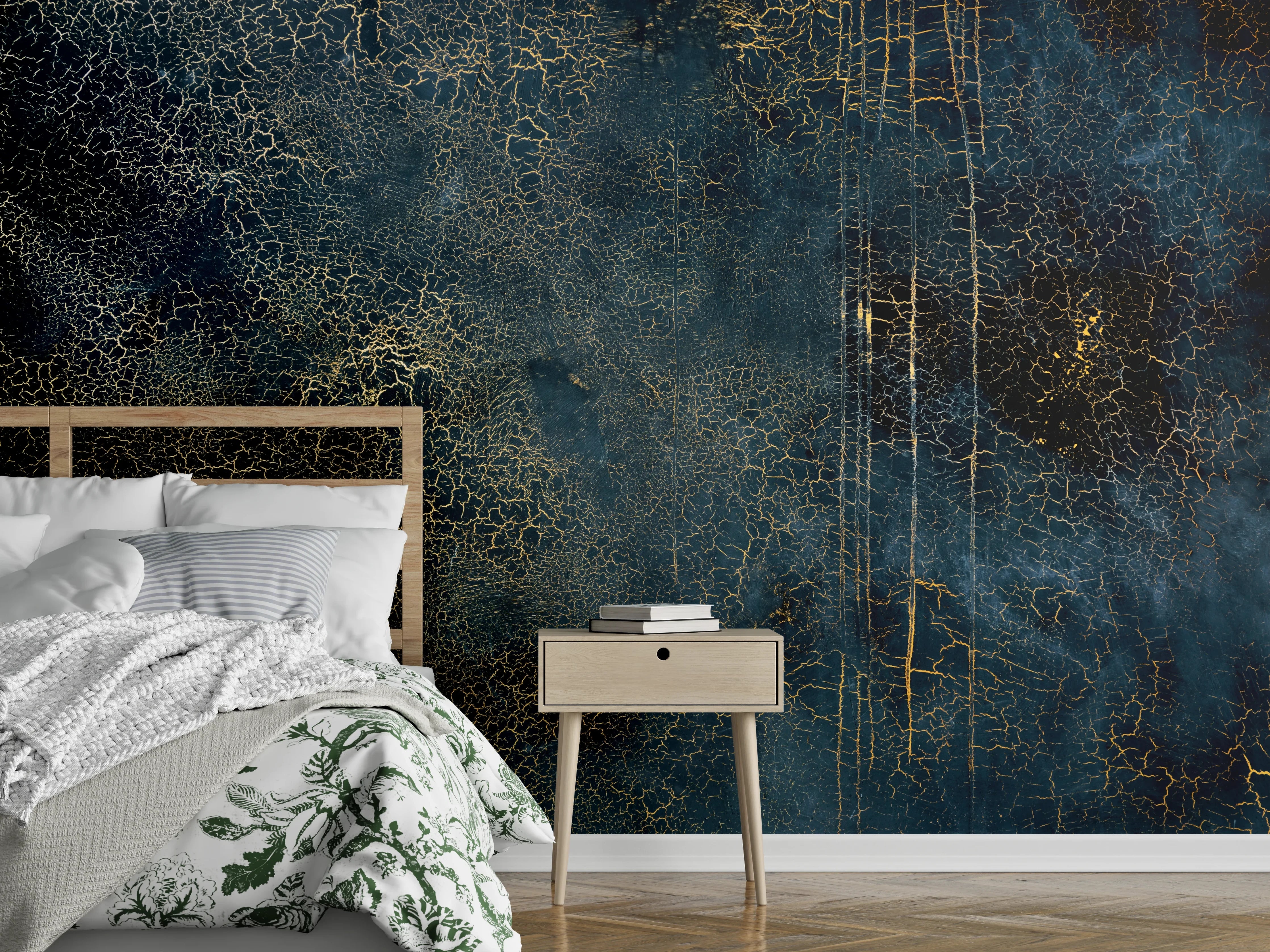 Wandverkleidung Schlafzimmer - Edel-Rissige Textur mit Craquelé- Effekt