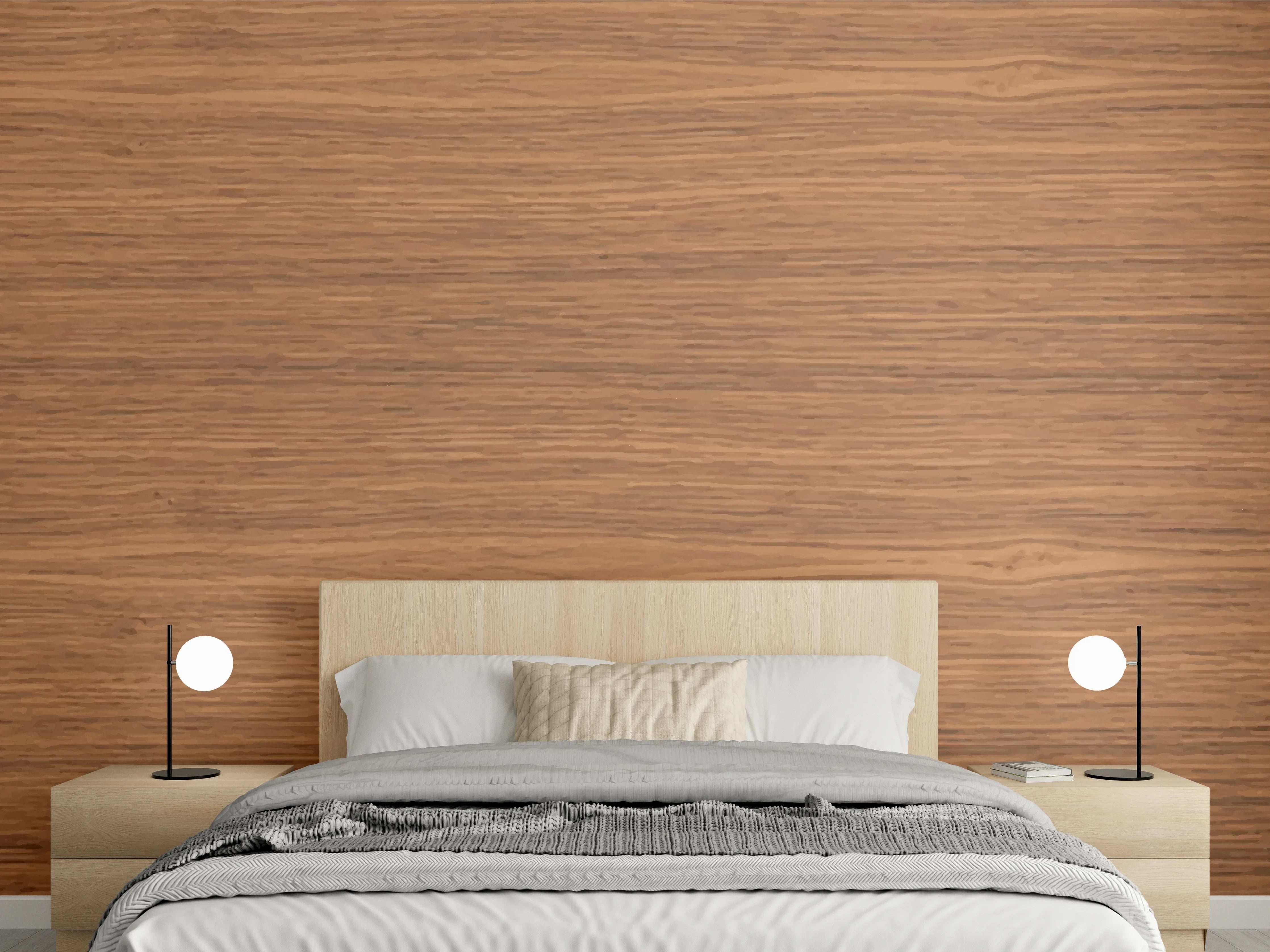 Wandverkleidung Schlafzimmer - Edle Holzoptik Dunkelbraun Textur