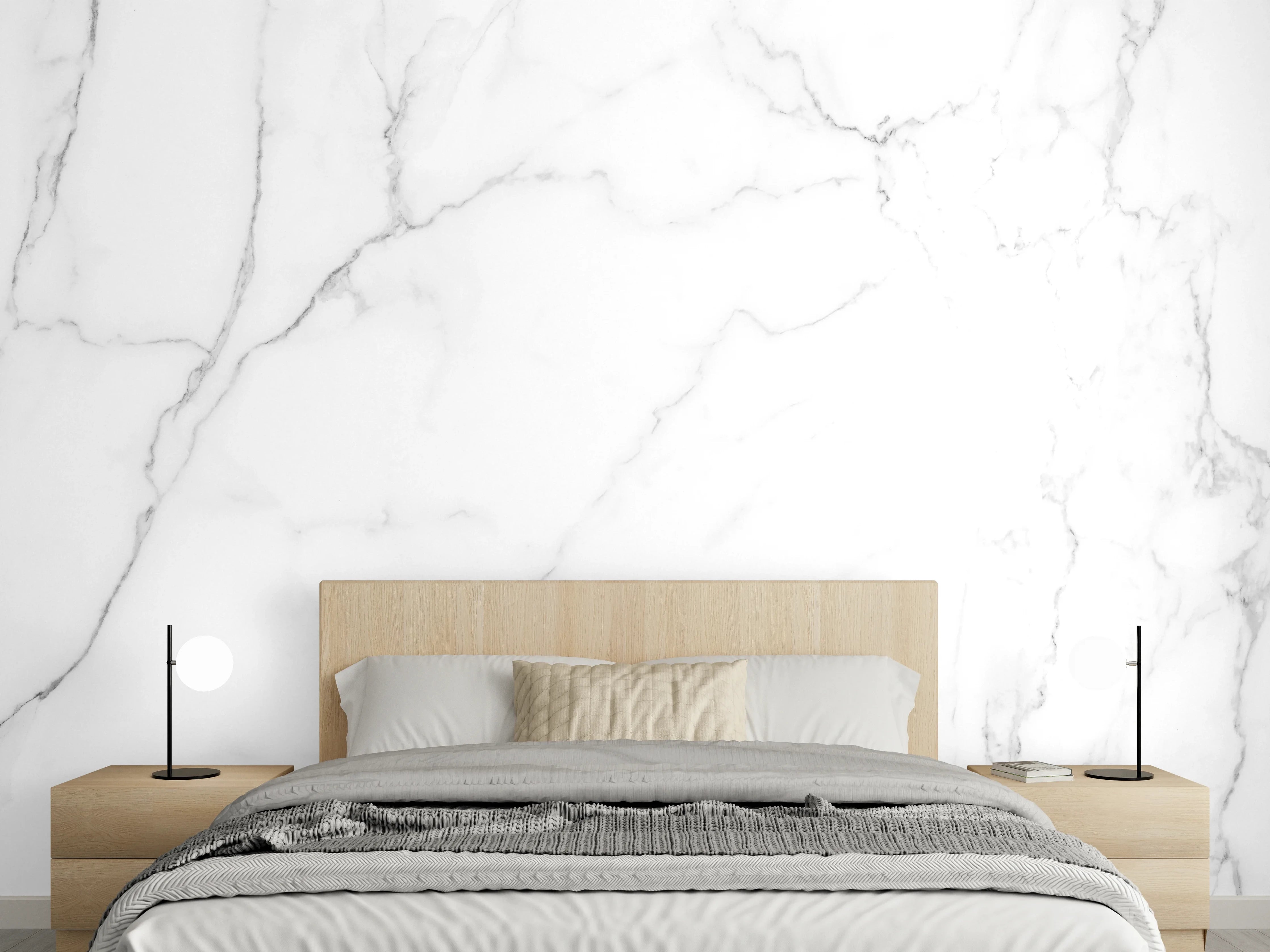 Wandverkleidung Schlafzimmer - Edle Marmor-Textur im Luxus-Stil