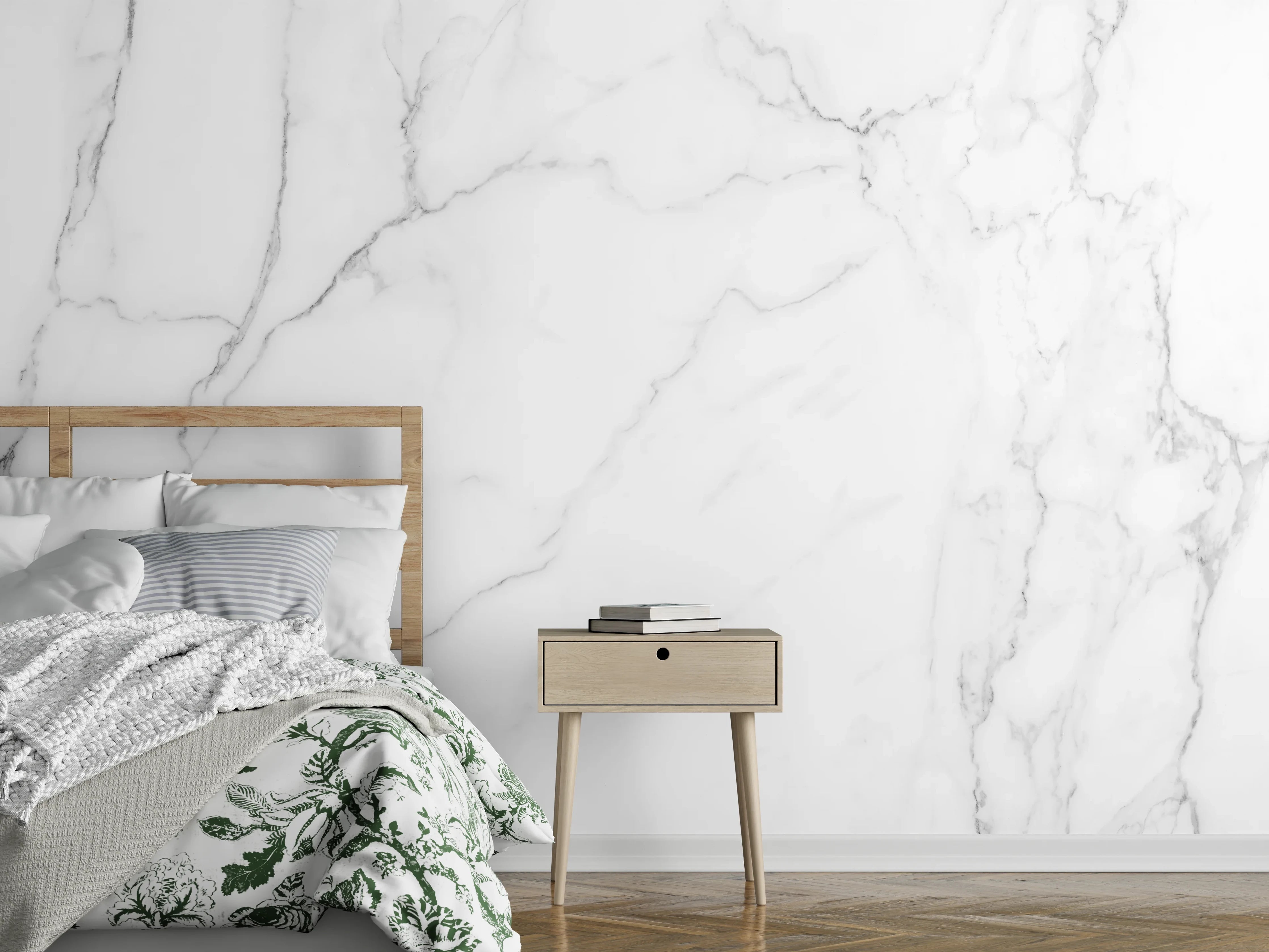 Wandverkleidung Schlafzimmer - Edle Marmor-Textur im Luxus-Stil