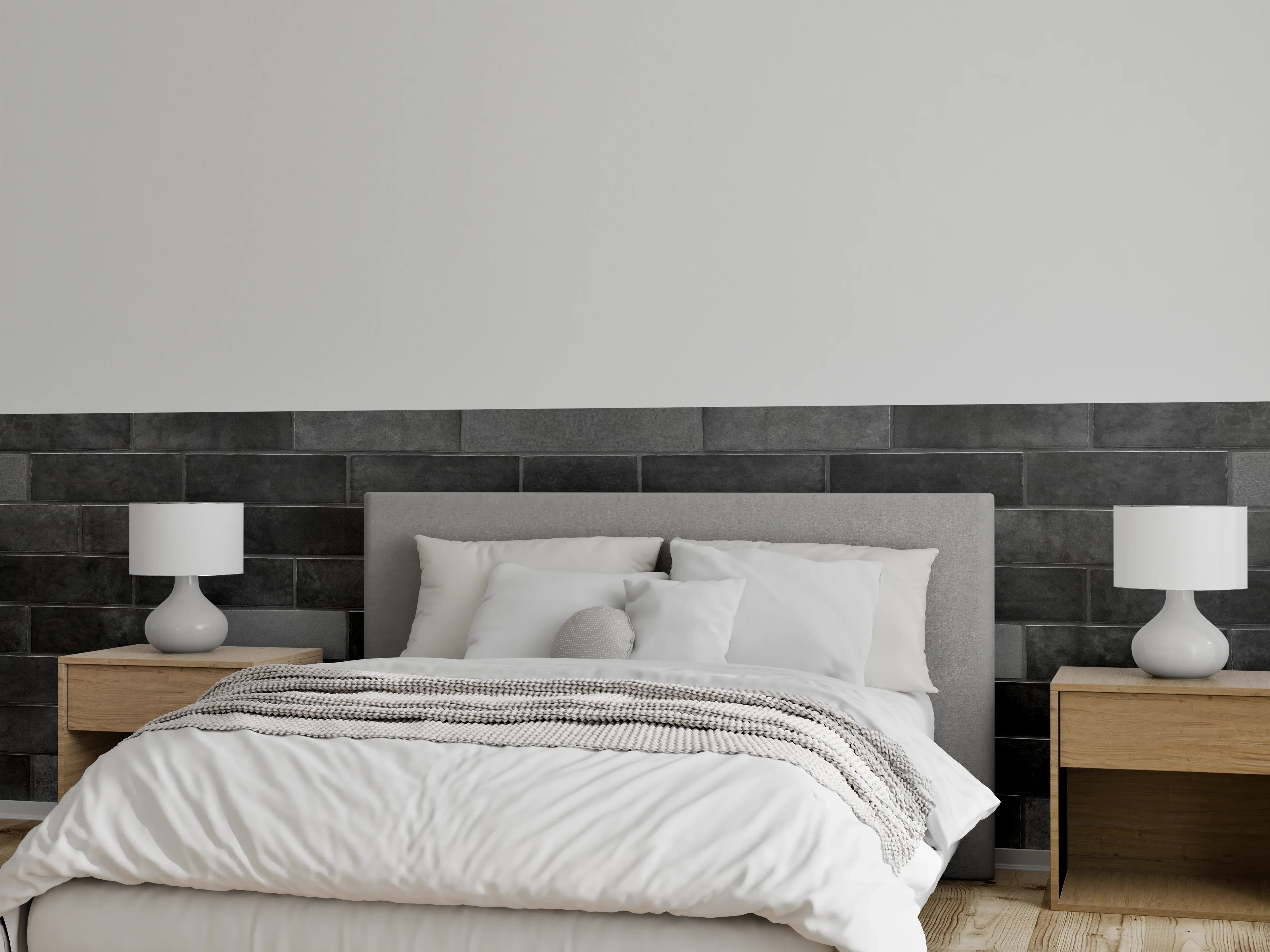 Wandverkleidung Schlafzimmer - Edle Schwarze Ziegel