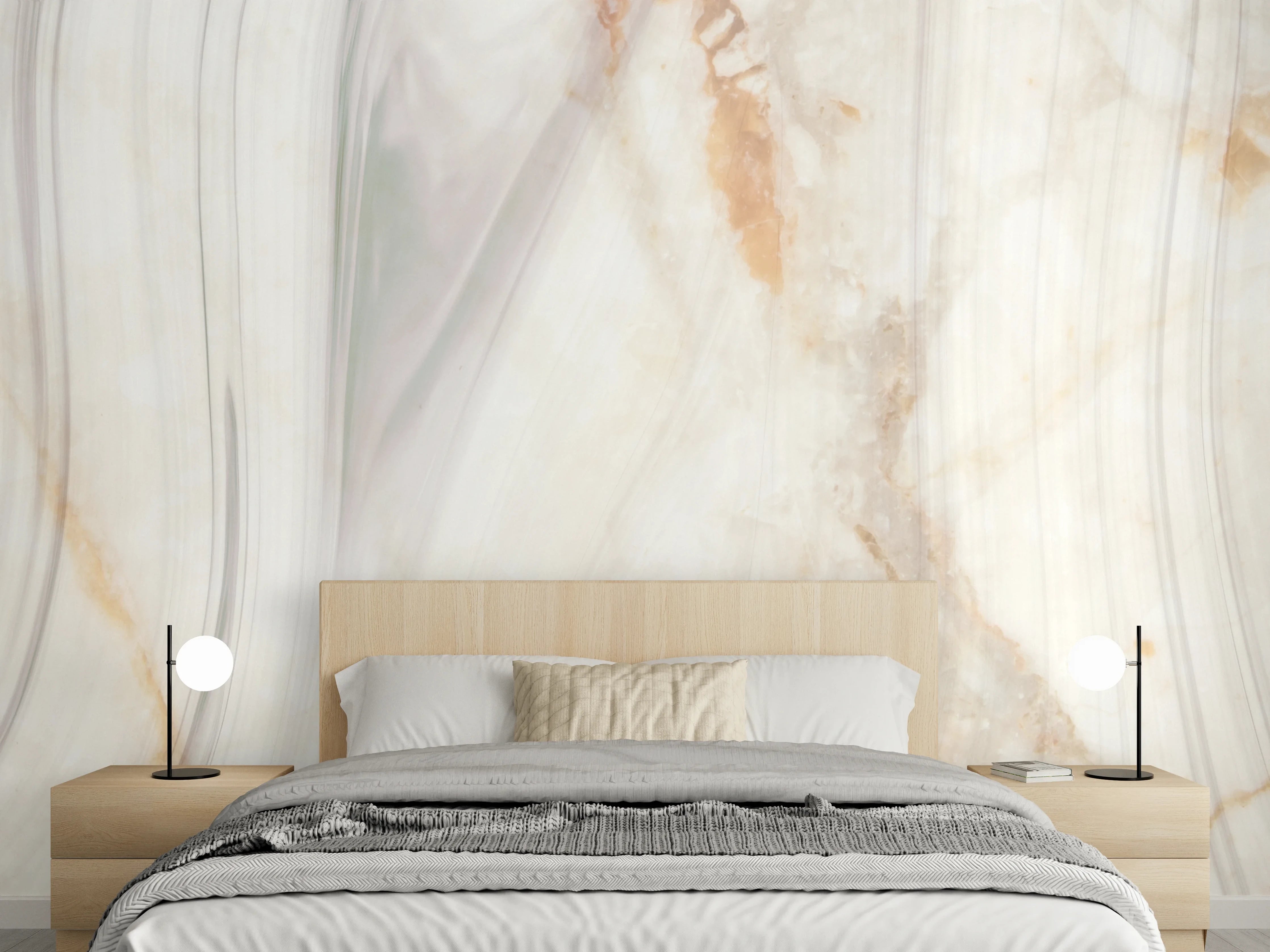Wandverkleidung Schlafzimmer - Edle bräunliche Marmorierung