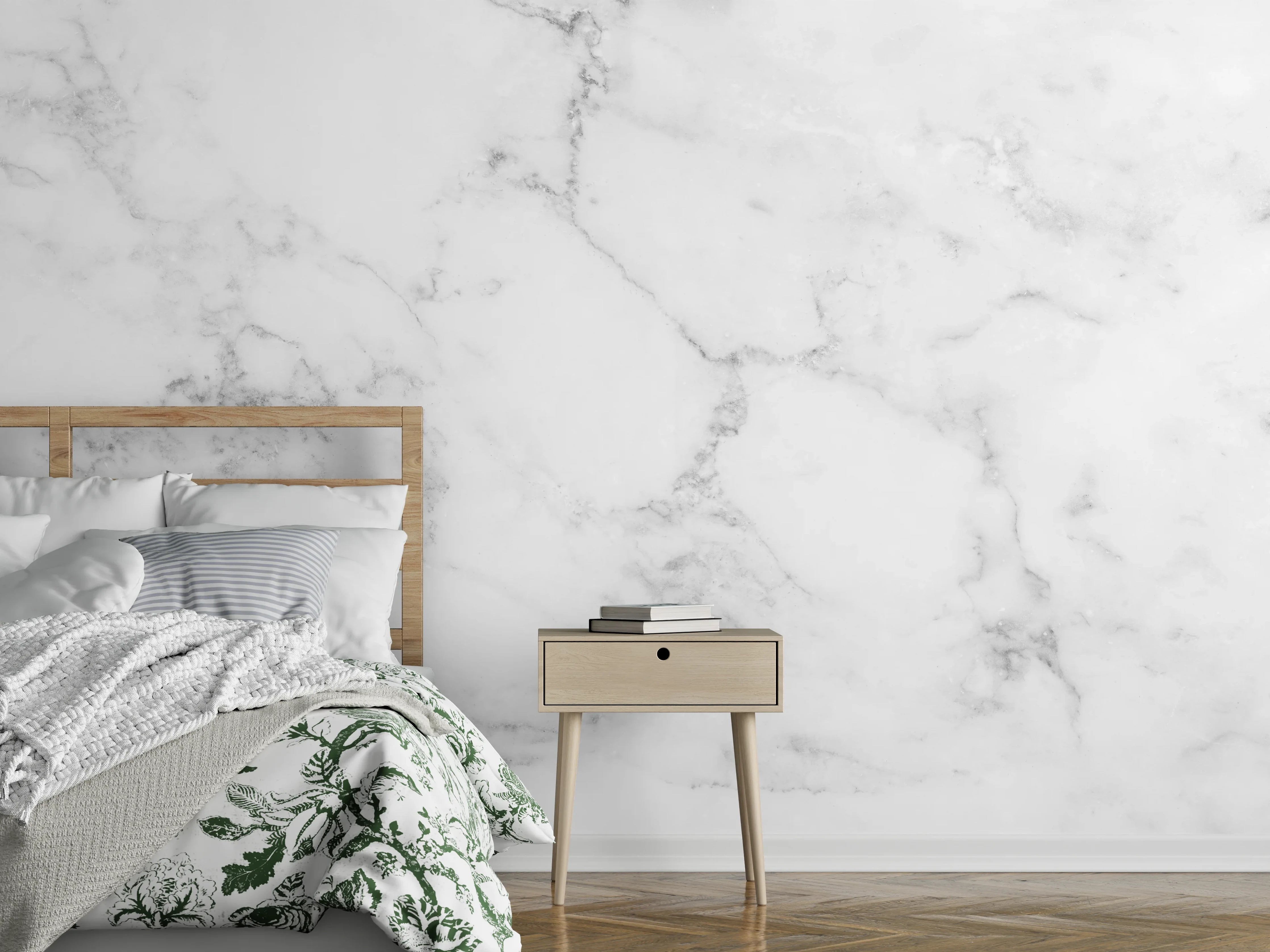 Wandverkleidung Schlafzimmer - Edler Weißer Marmor