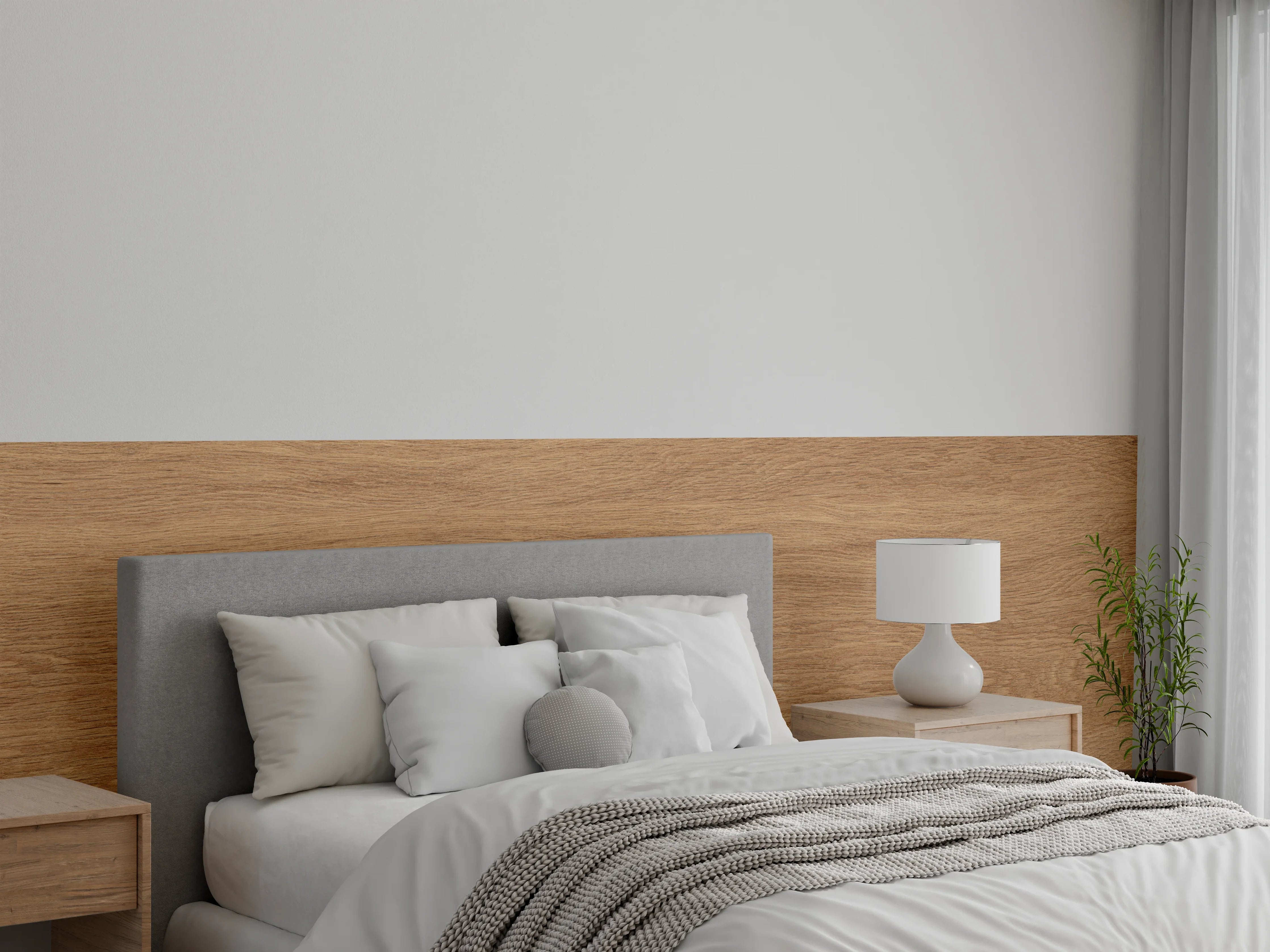 Wandverkleidung Schlafzimmer - Eiche Parkett Holz Textur