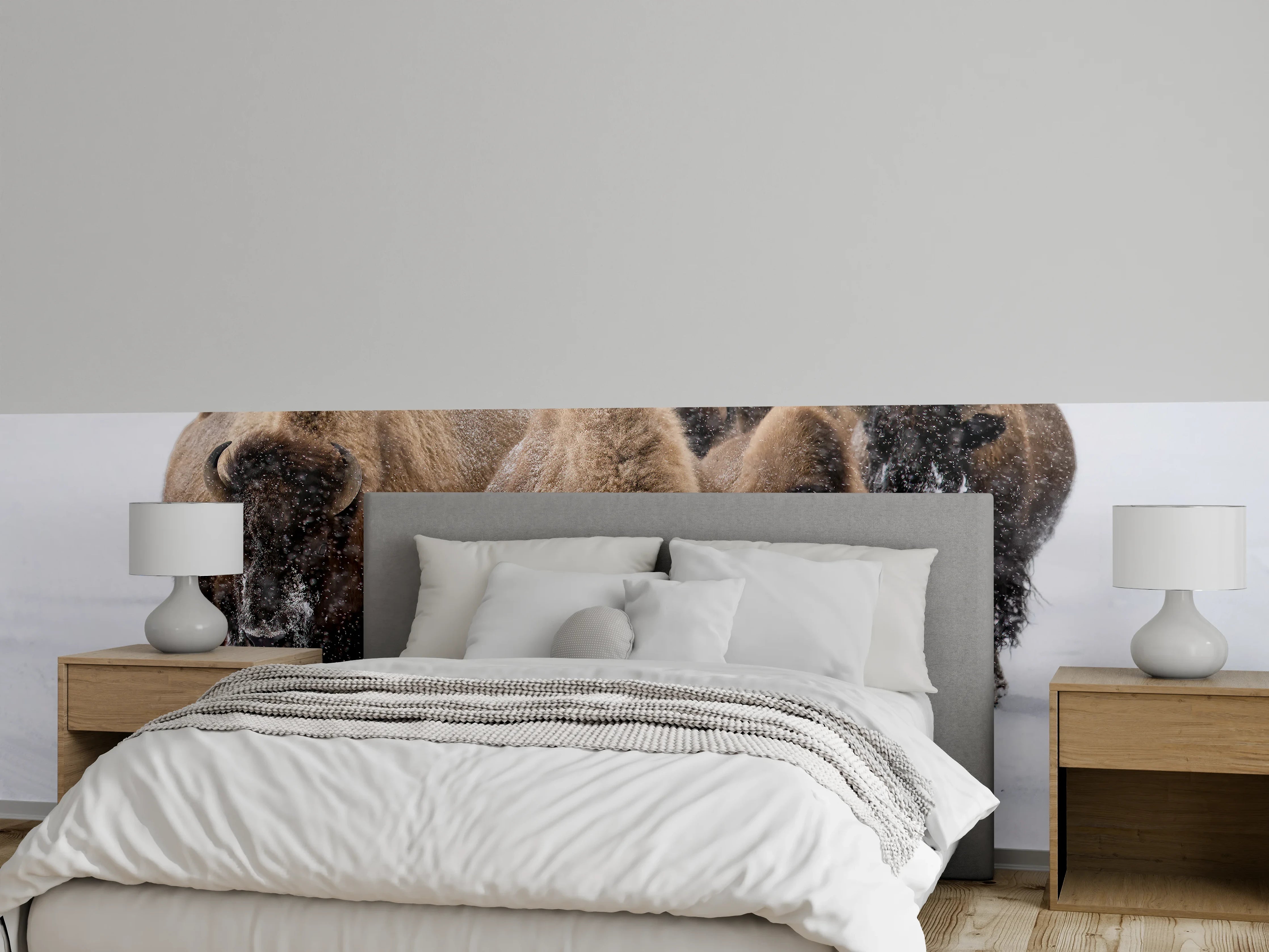Wandverkleidung Schlafzimmer - Eine Bison Herde