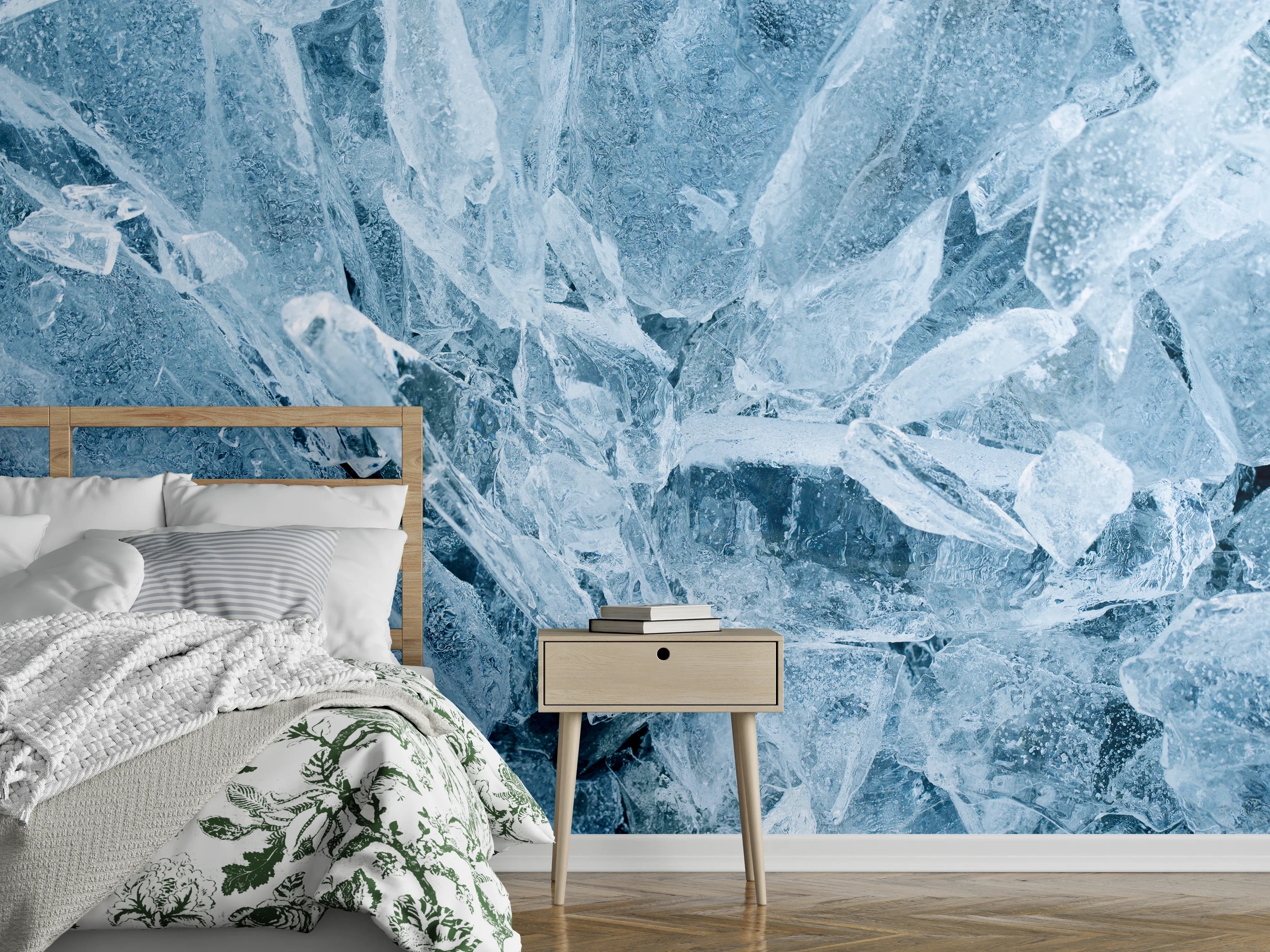 Wandverkleidung Schlafzimmer - Eisstruktur Textur Makro Naturfotografie