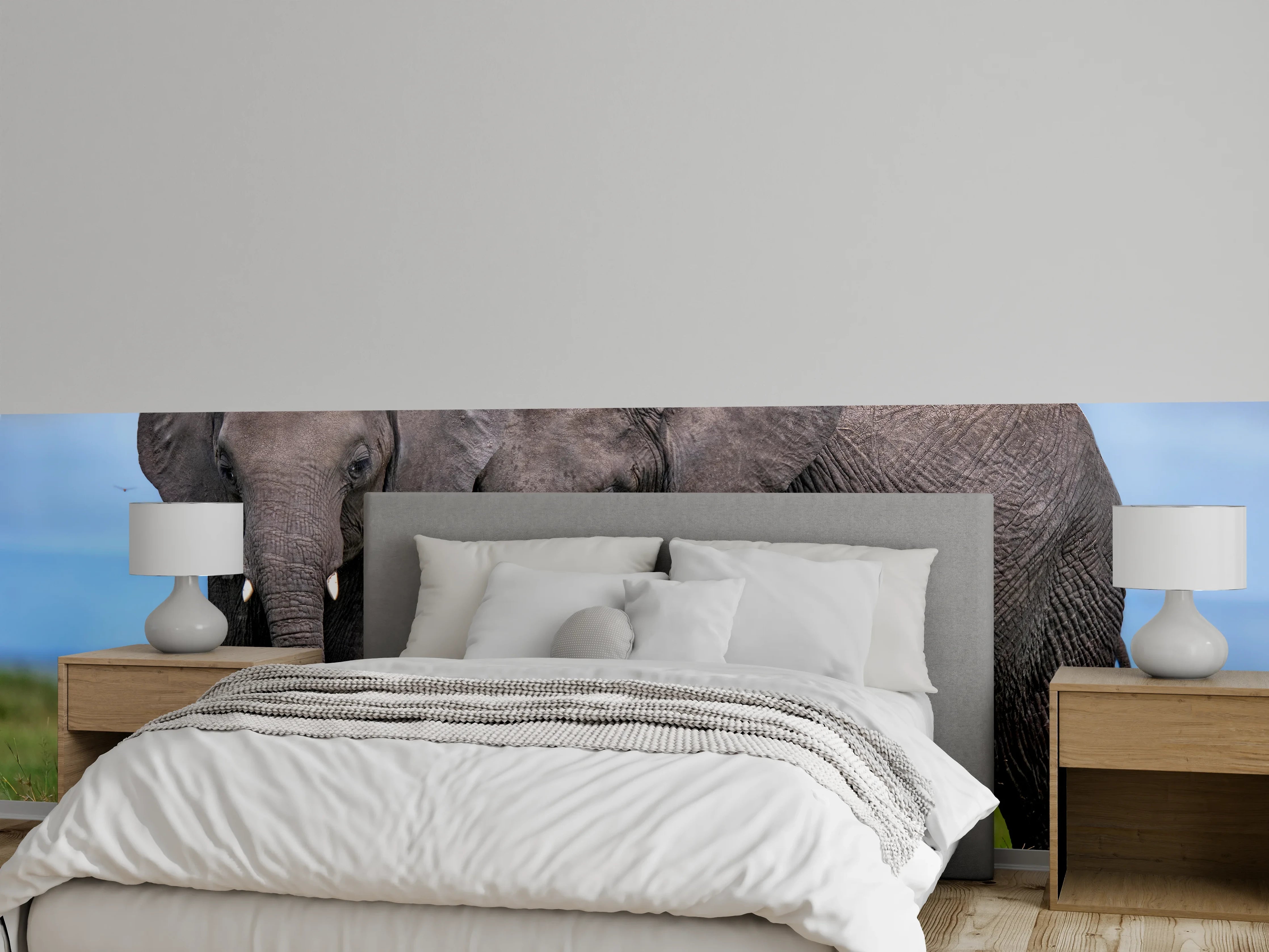 Wandverkleidung Schlafzimmer - Elefanten Familie - Afrika