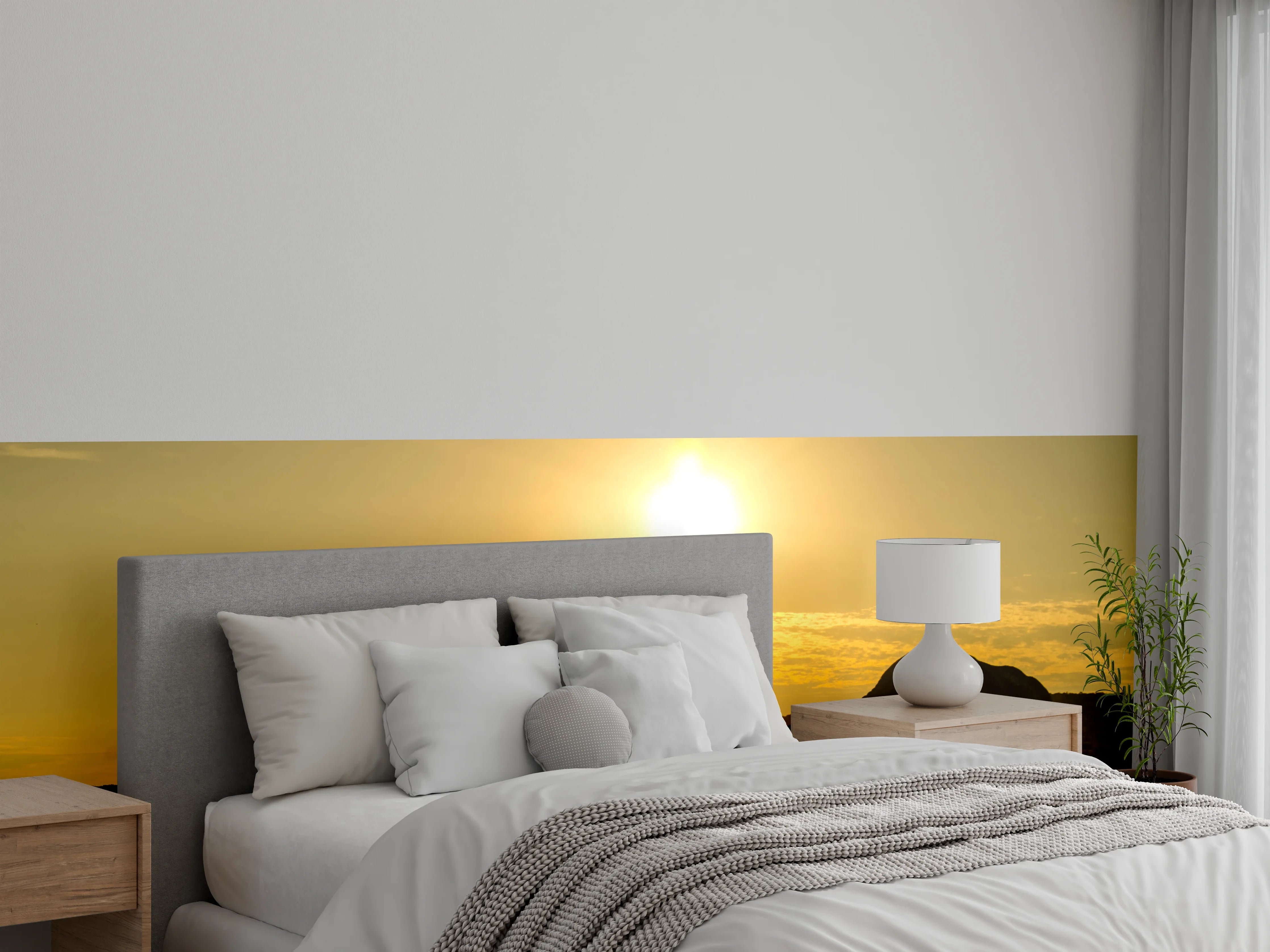 Wandverkleidung Schlafzimmer - Elefanten bei Sonnenuntergang