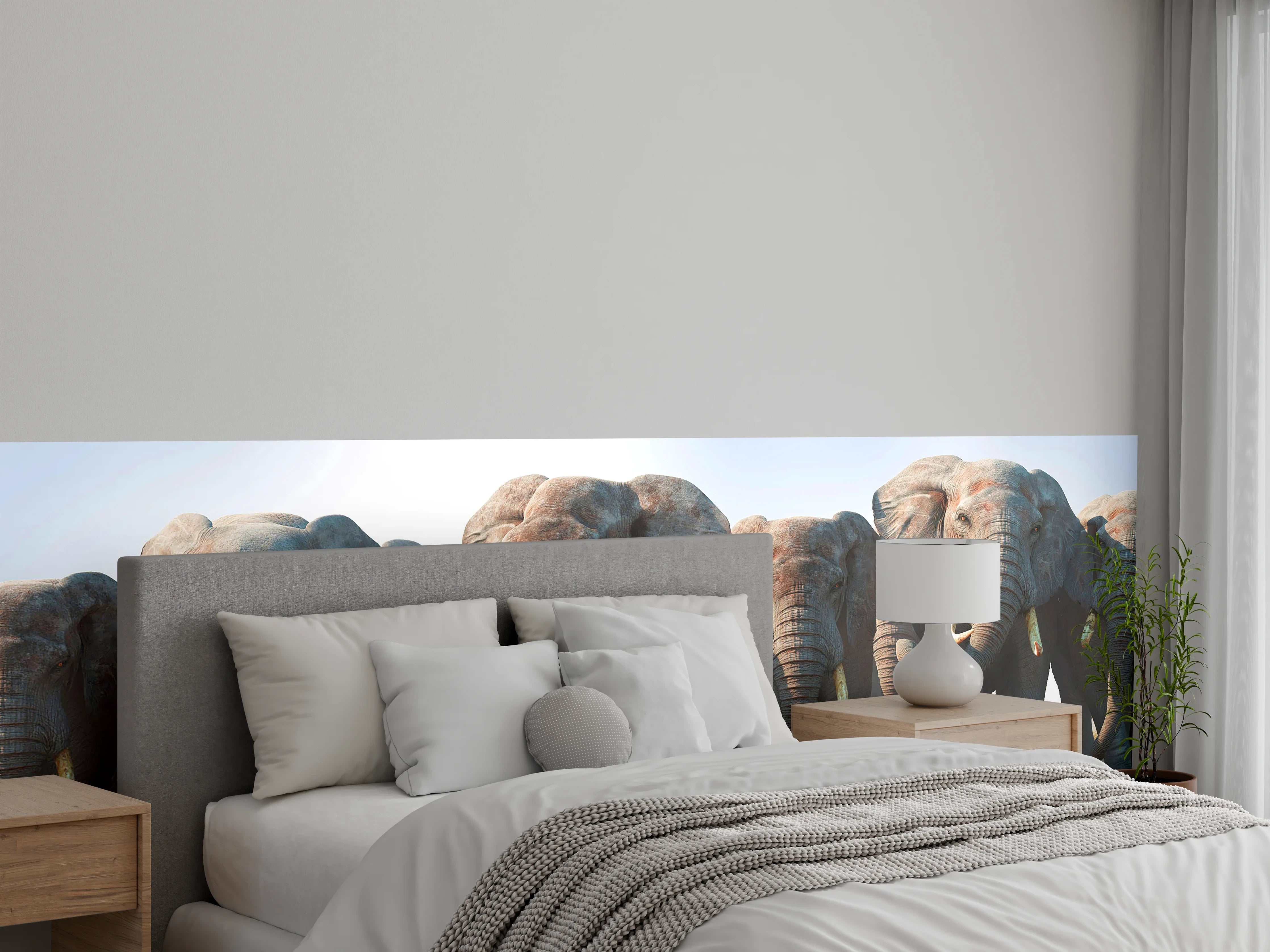 Wandverkleidung Schlafzimmer - Elefantenherde in der Wüste