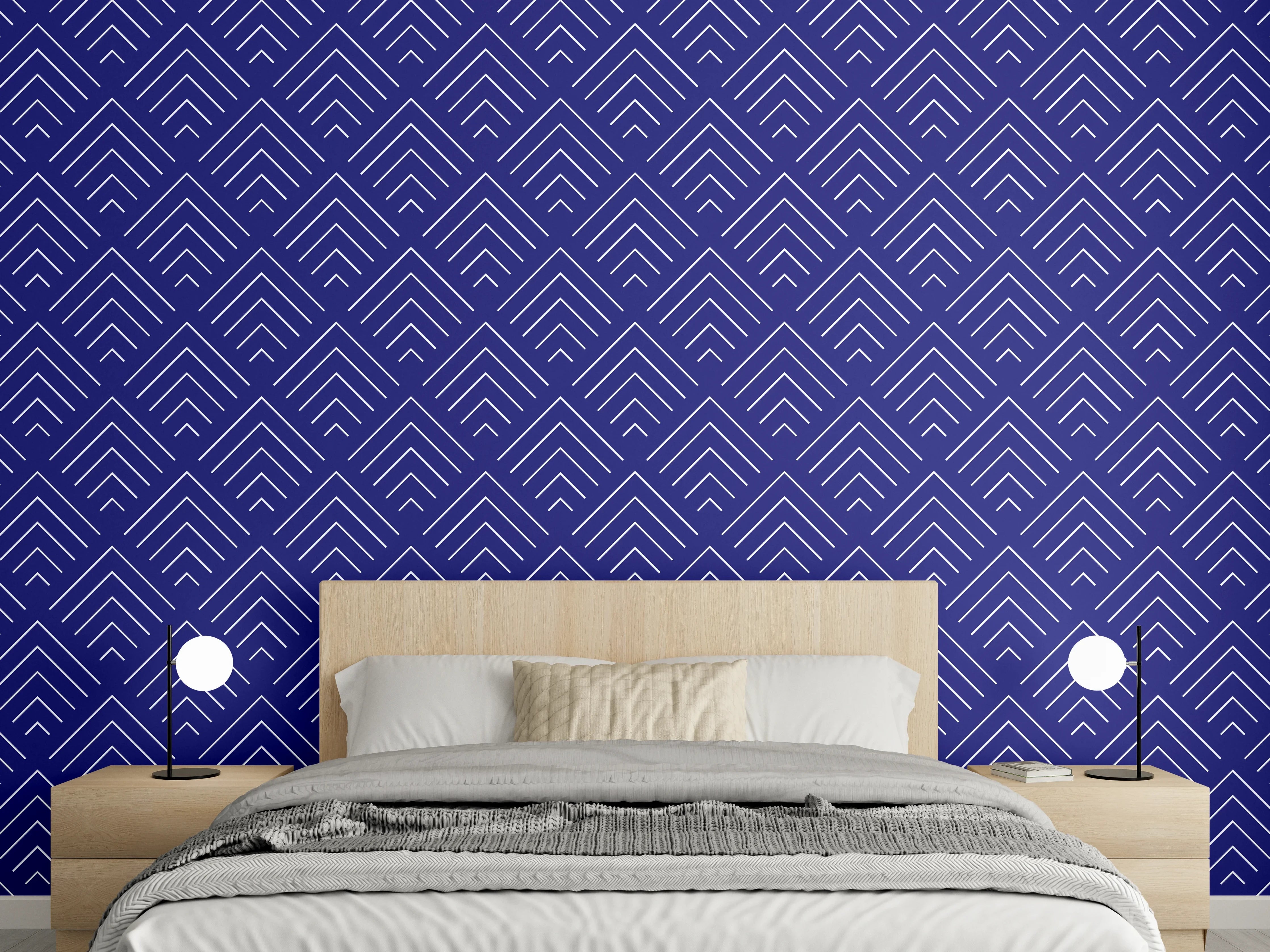 Wandverkleidung Schlafzimmer - Elegant blauer Musterhintergrund