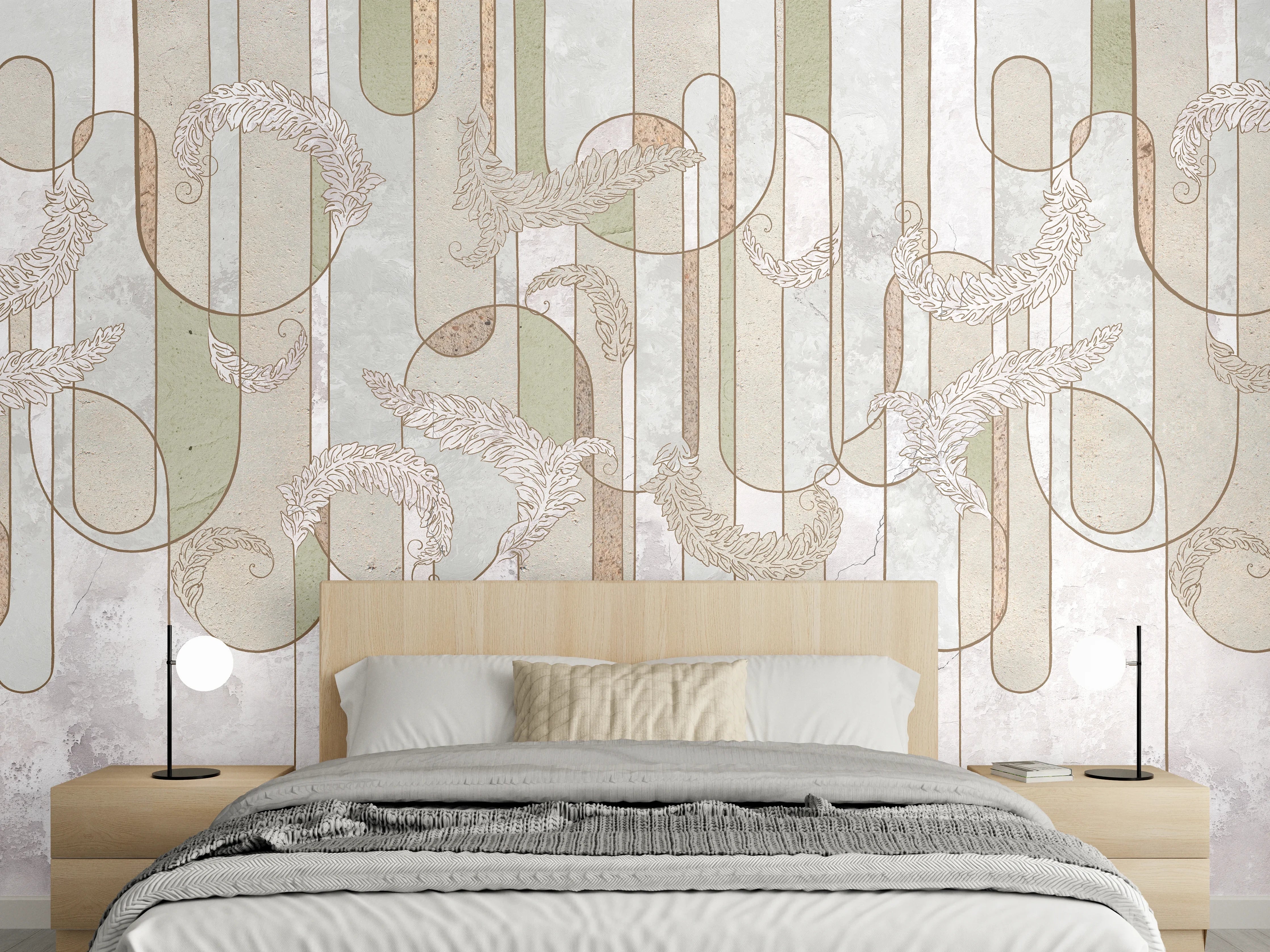 Wandverkleidung Schlafzimmer - Elegant dekoratives Ornament mit Naturmotiven