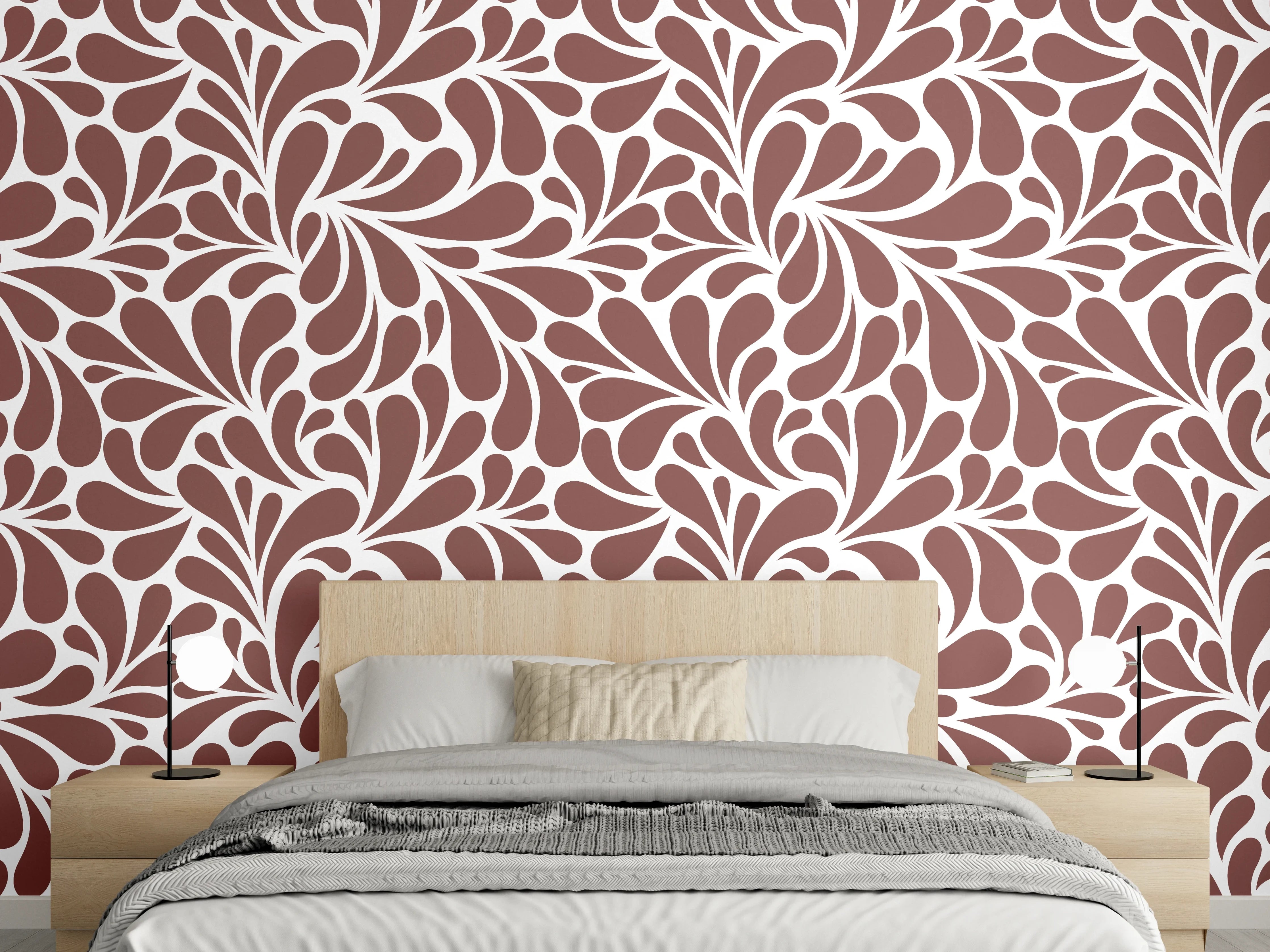 Wandverkleidung Schlafzimmer - Elegante Brauntöne mit floraler Musterung