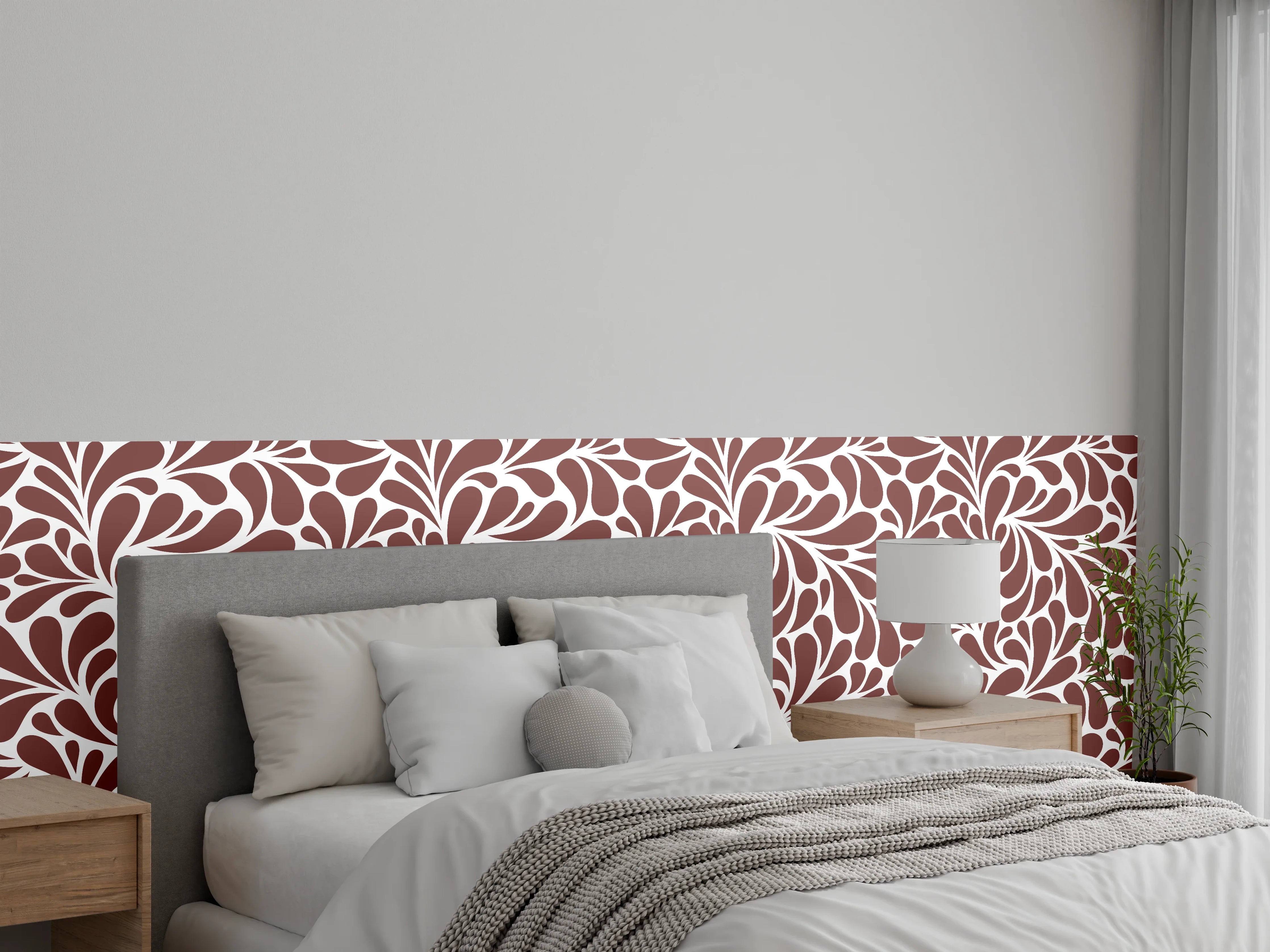 Wandverkleidung Schlafzimmer - Elegante Brauntöne mit floraler Musterung