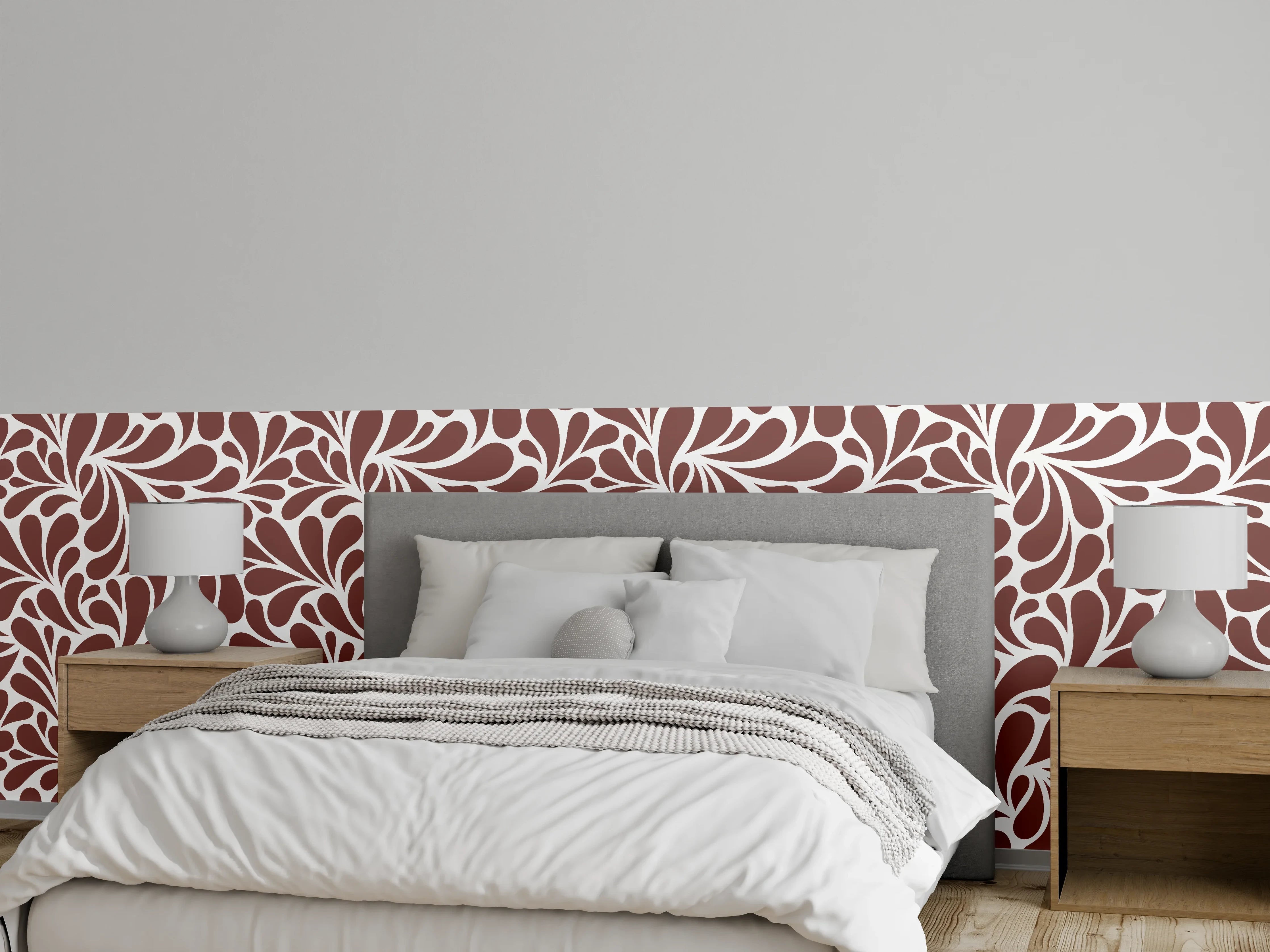 Wandverkleidung Schlafzimmer - Elegante Brauntöne mit floraler Musterung