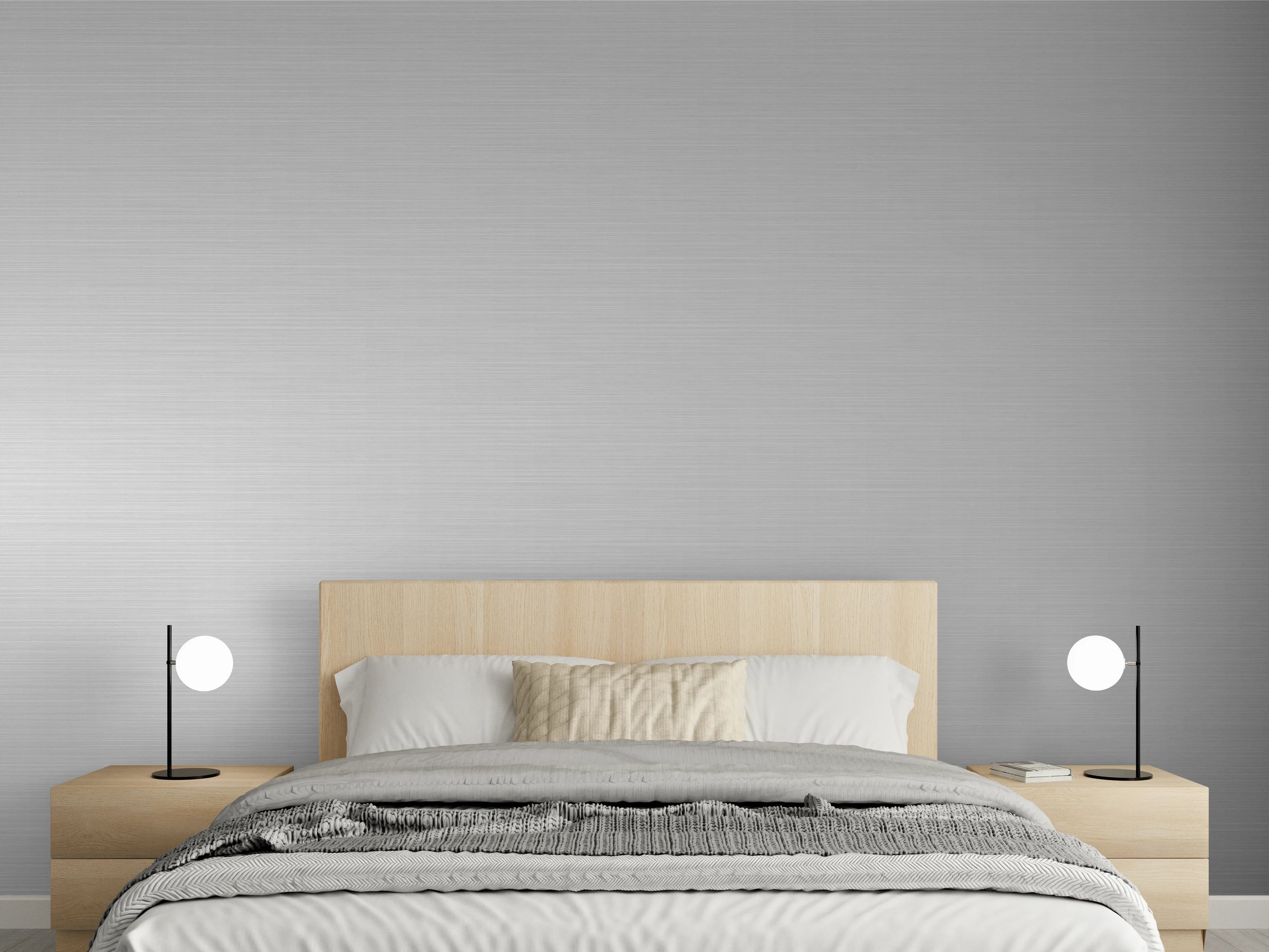 Wandverkleidung Schlafzimmer - Elegante Silber-Metalltextur