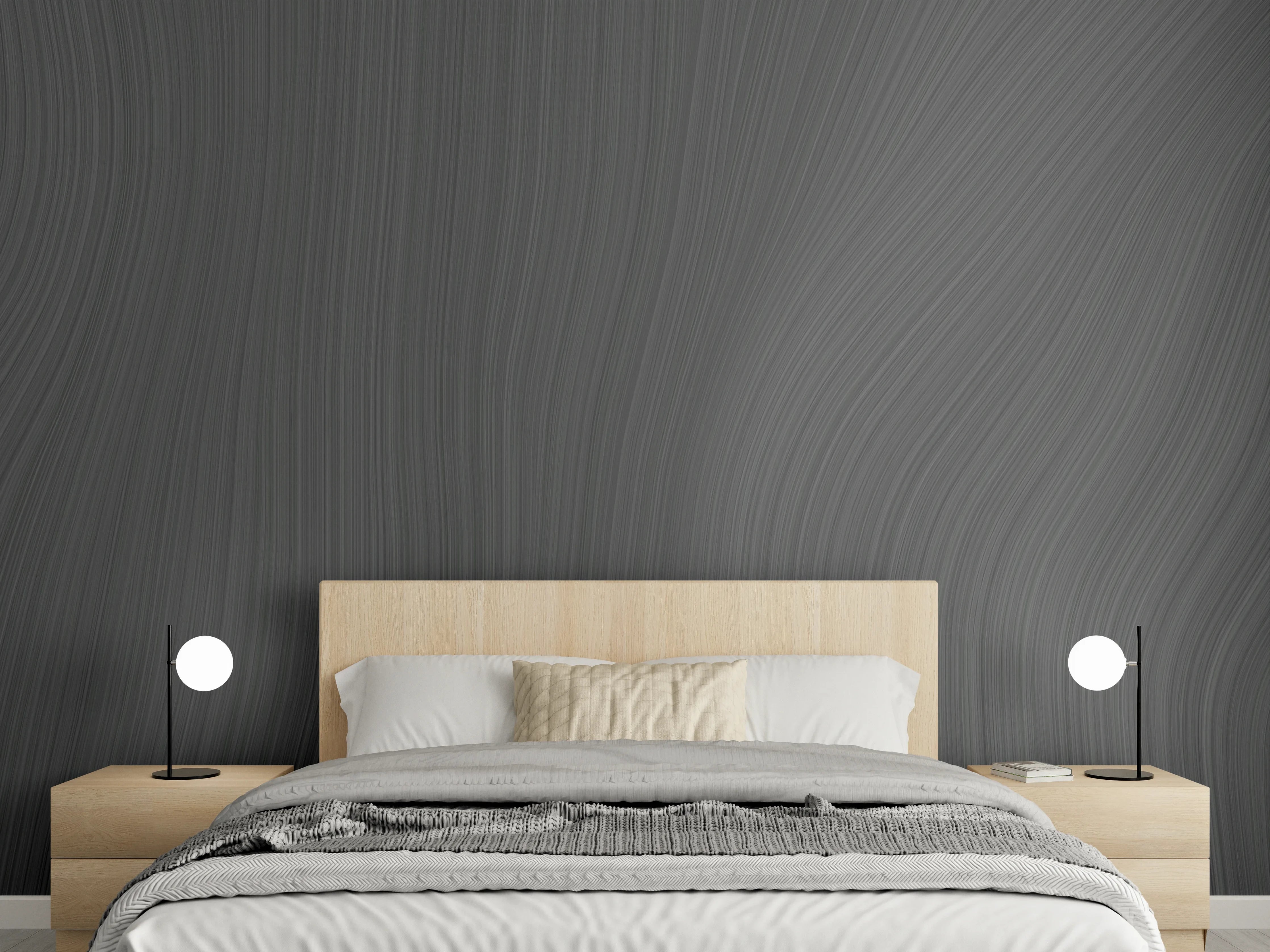 Wandverkleidung Schlafzimmer - Elegante graue Marmor-Optik Wanddeko