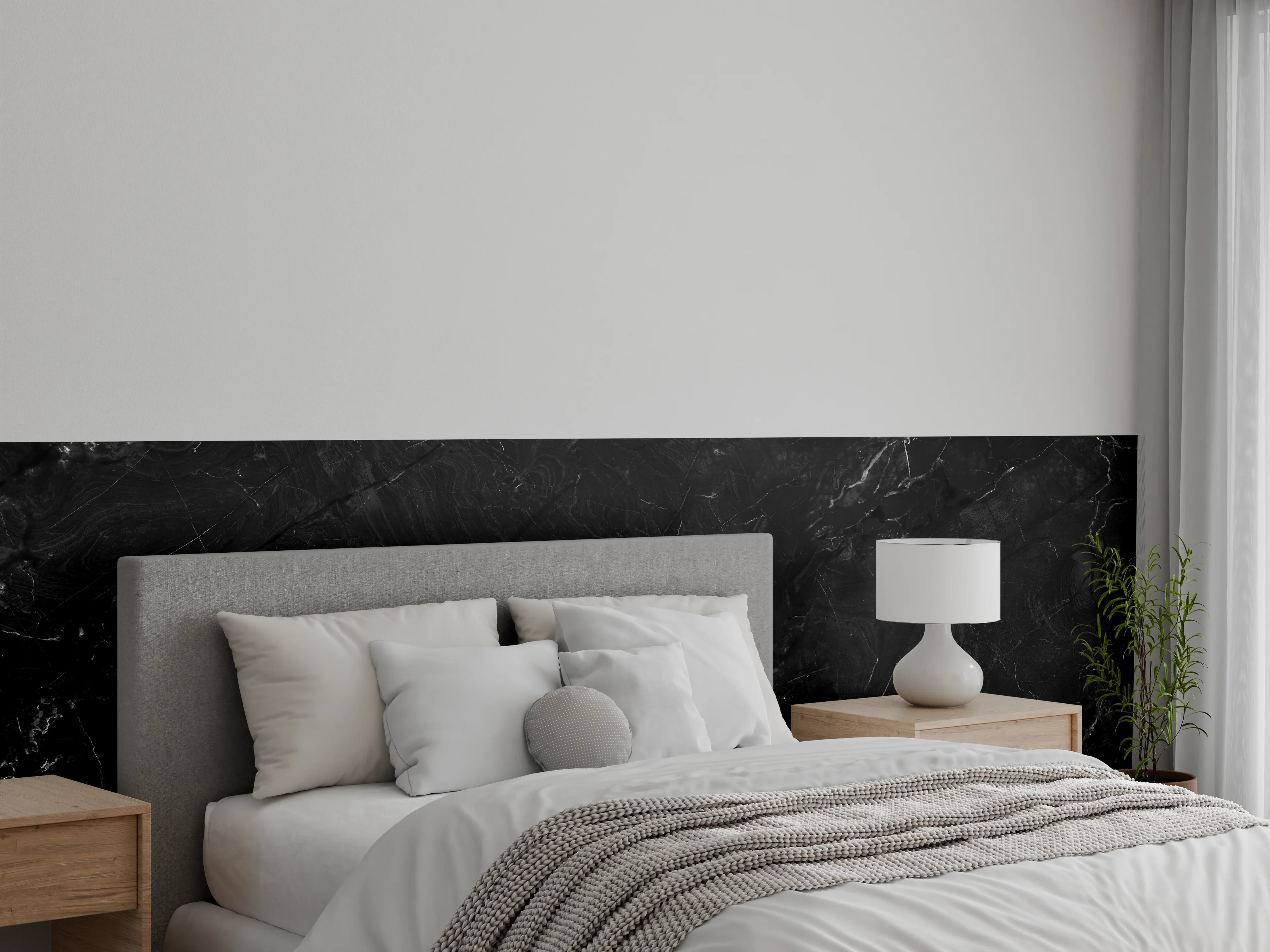 Wandverkleidung Schlafzimmer - Eleganter schwarzer Marmor
