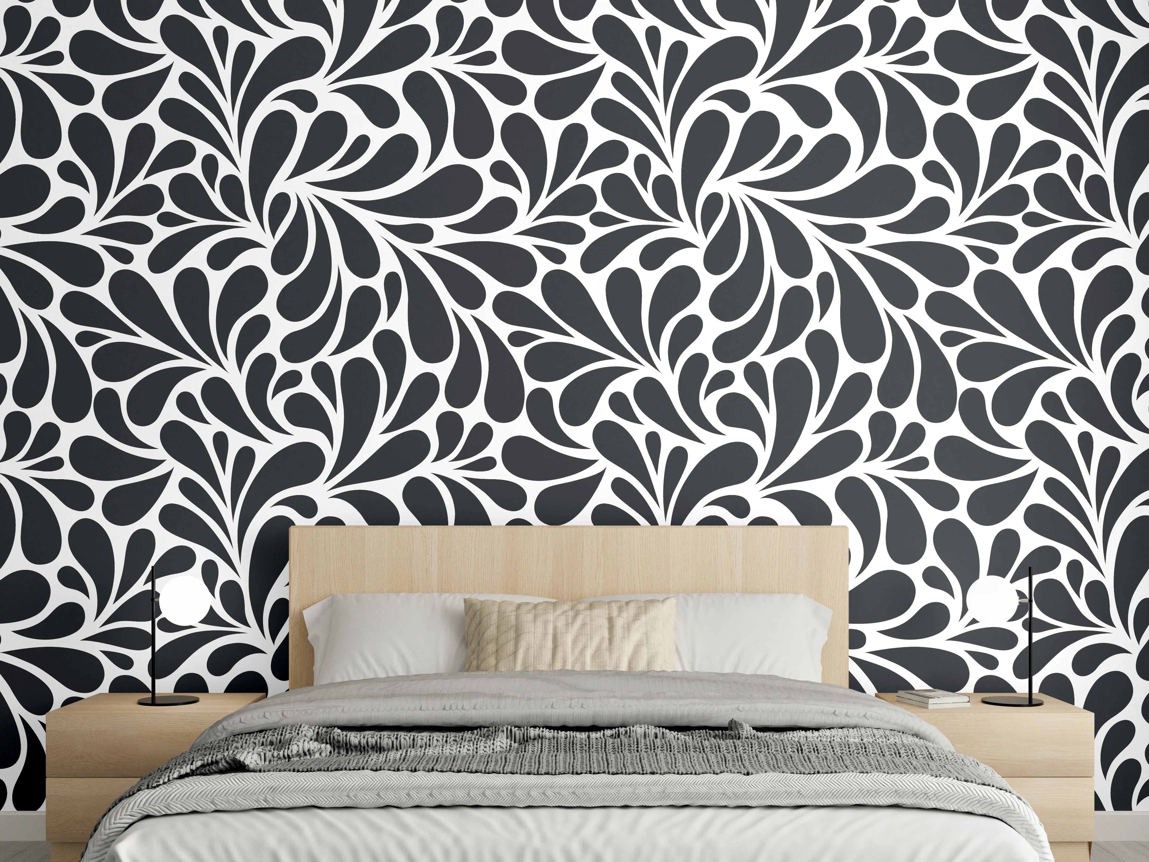 Wandverkleidung Schlafzimmer - Elegantes Schwarzes Und Weißes Muster