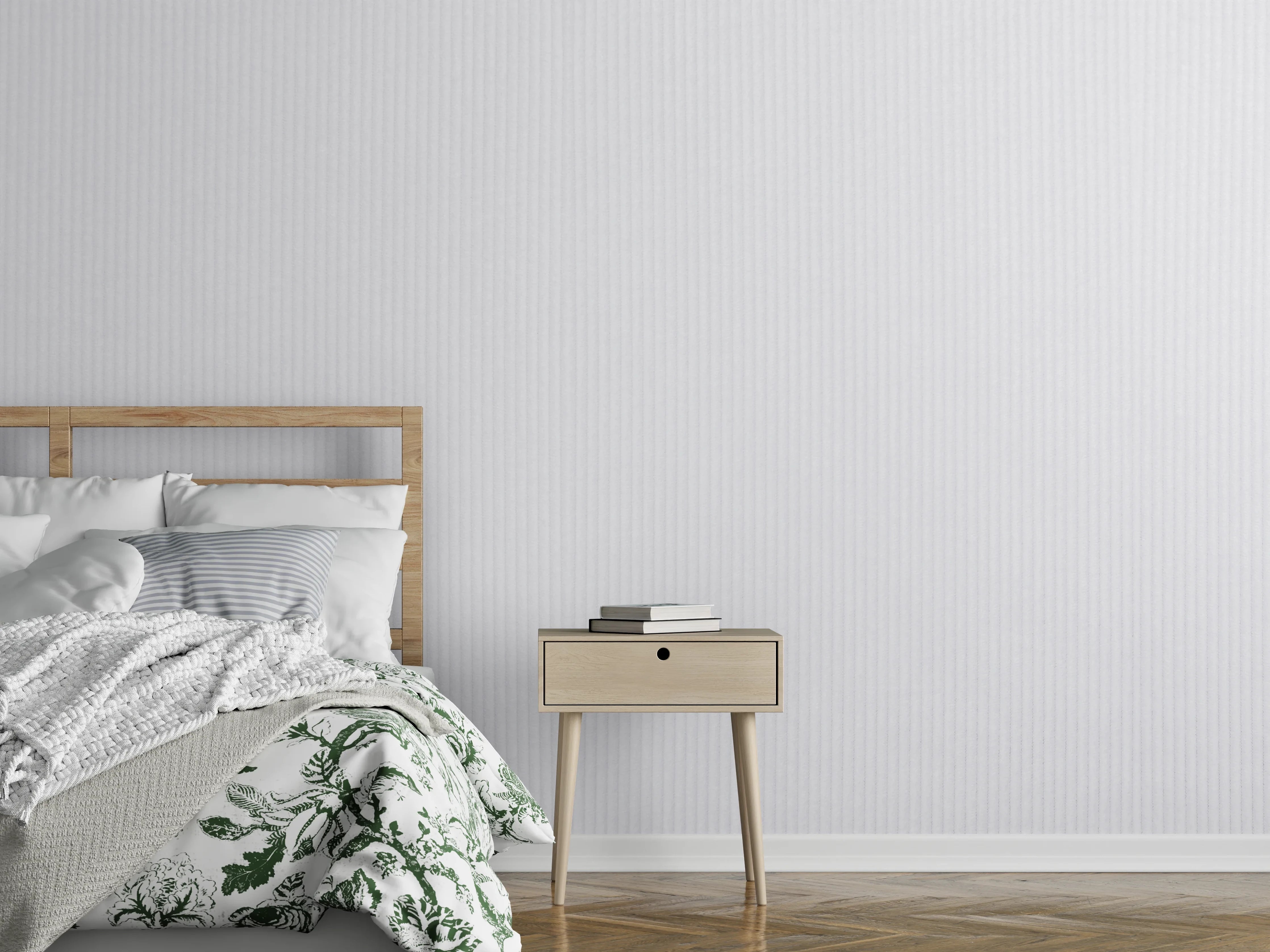 Wandverkleidung Schlafzimmer - Elegantes Weiß mit feiner Struktur