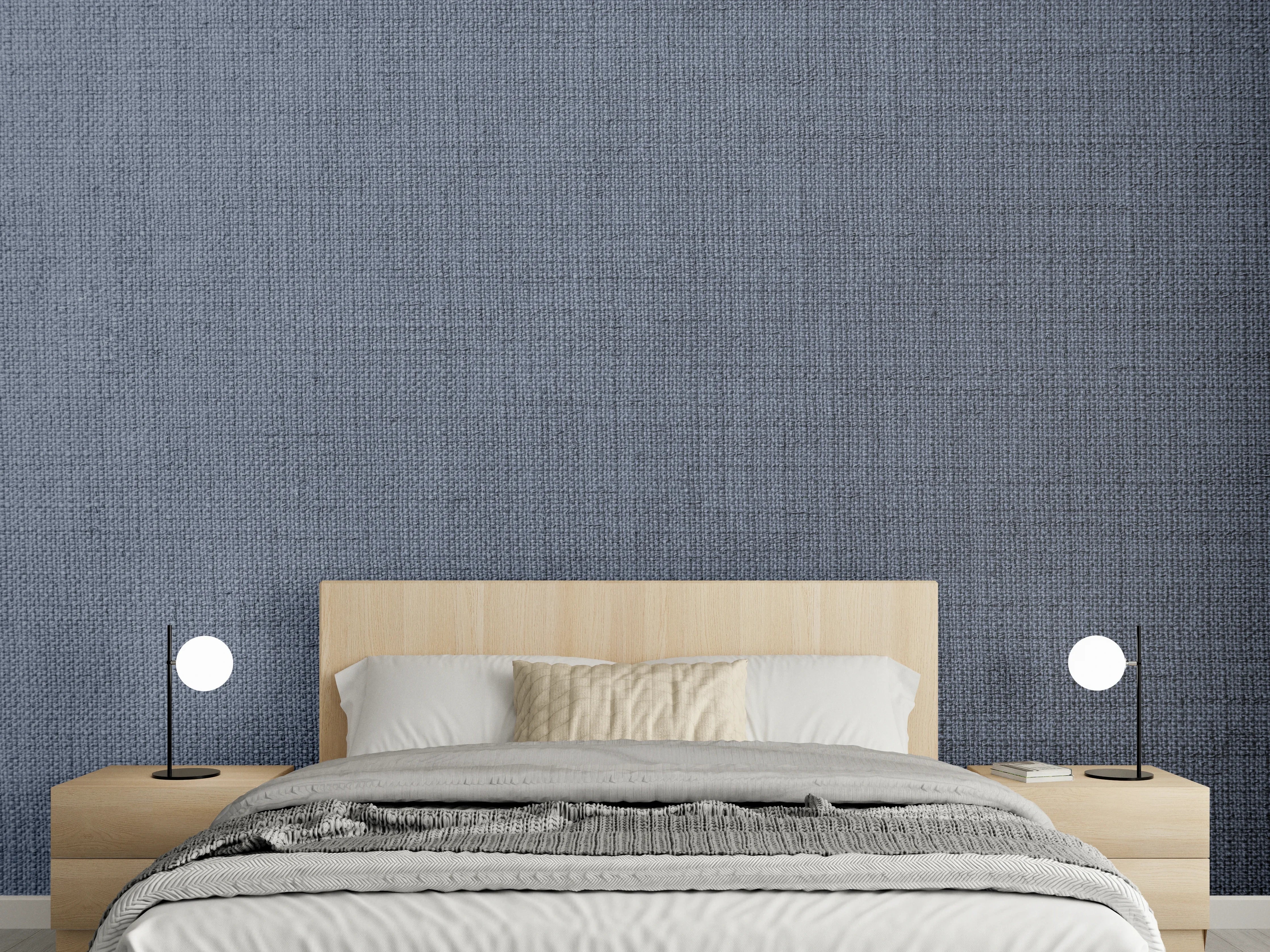 Wandverkleidung Schlafzimmer - Elegantes graues Leinenmuster
