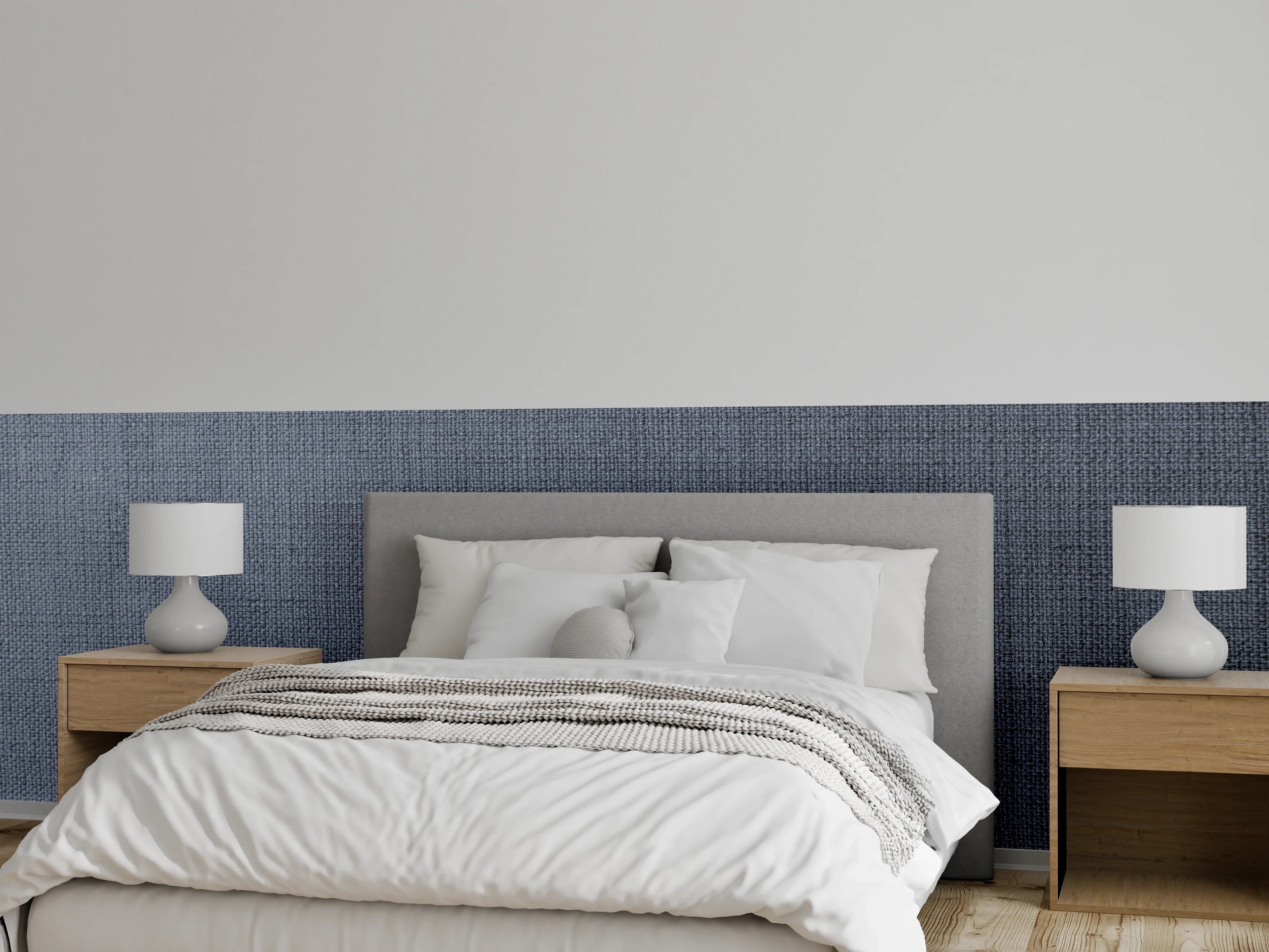 Wandverkleidung Schlafzimmer - Elegantes graues Leinenmuster