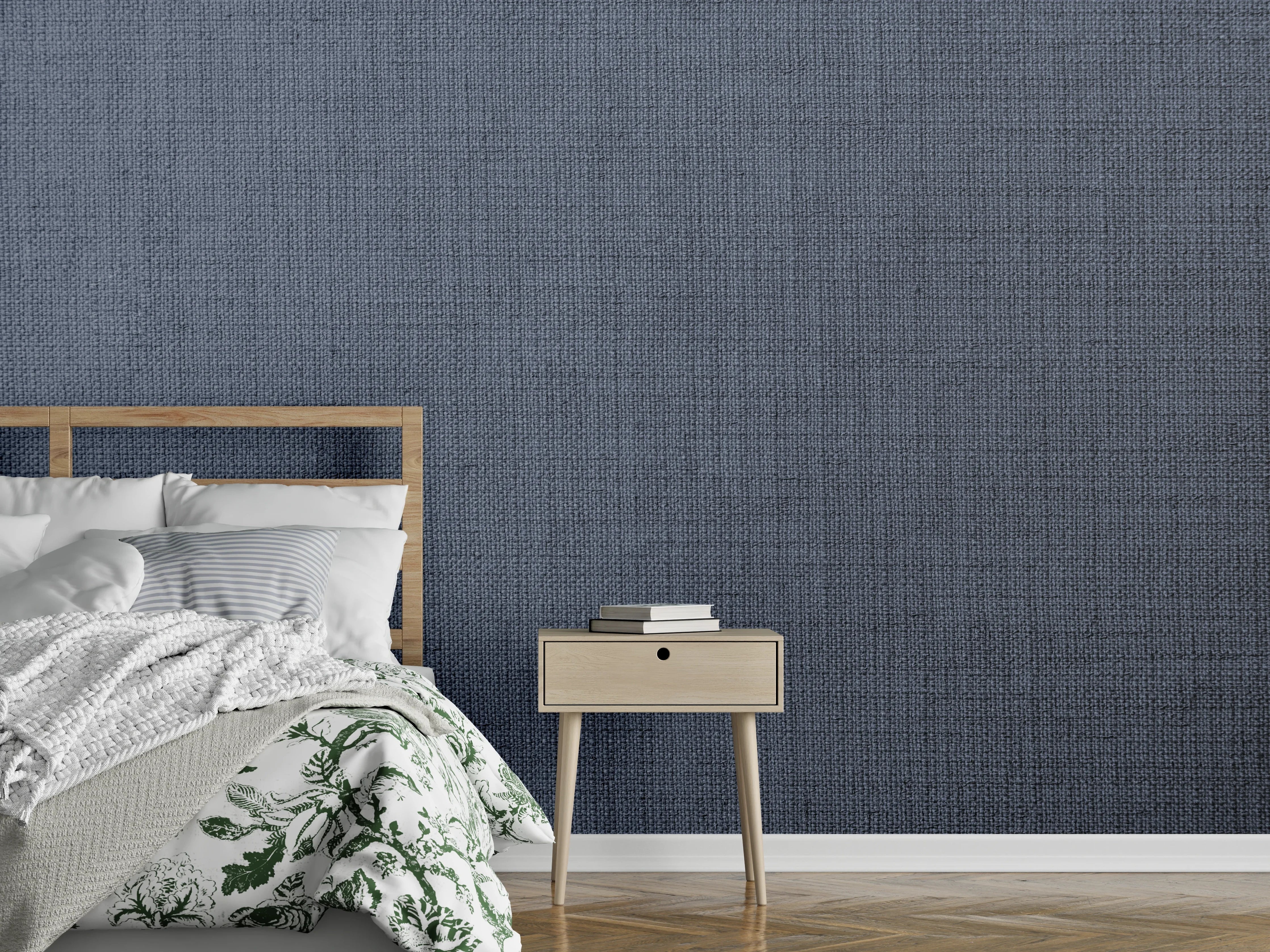 Wandverkleidung Schlafzimmer - Elegantes graues Leinenmuster