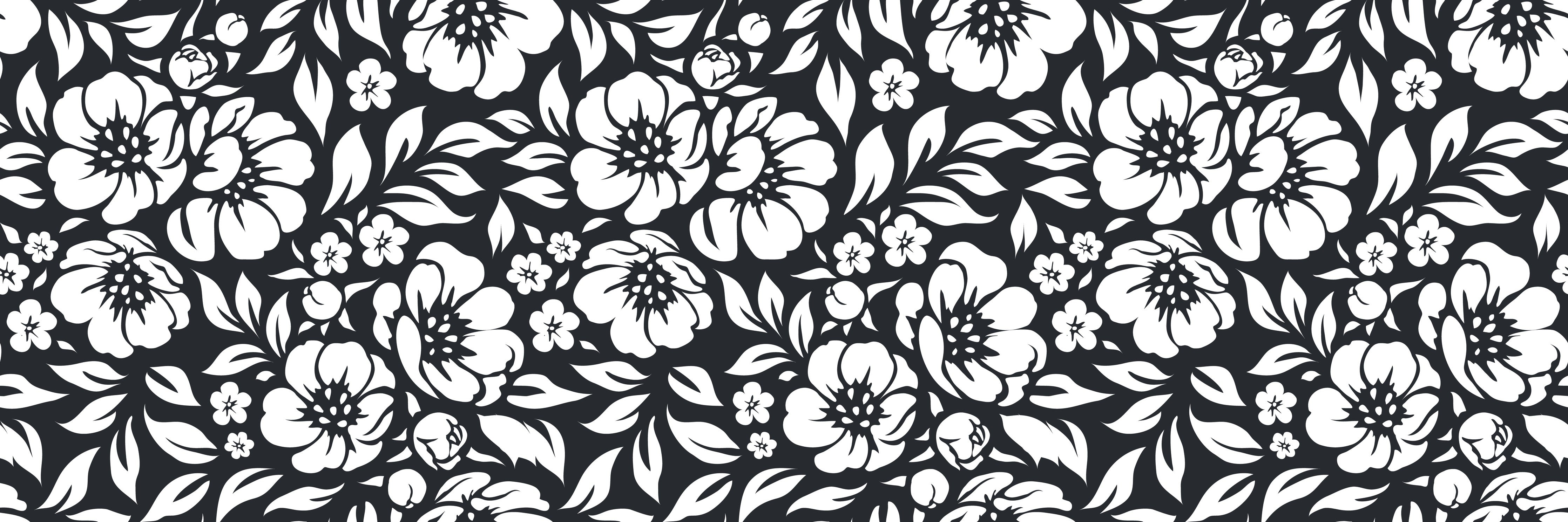 Wandverkleidung Schlafzimmer-Elegantes schwarz-weiß Blumenmuster