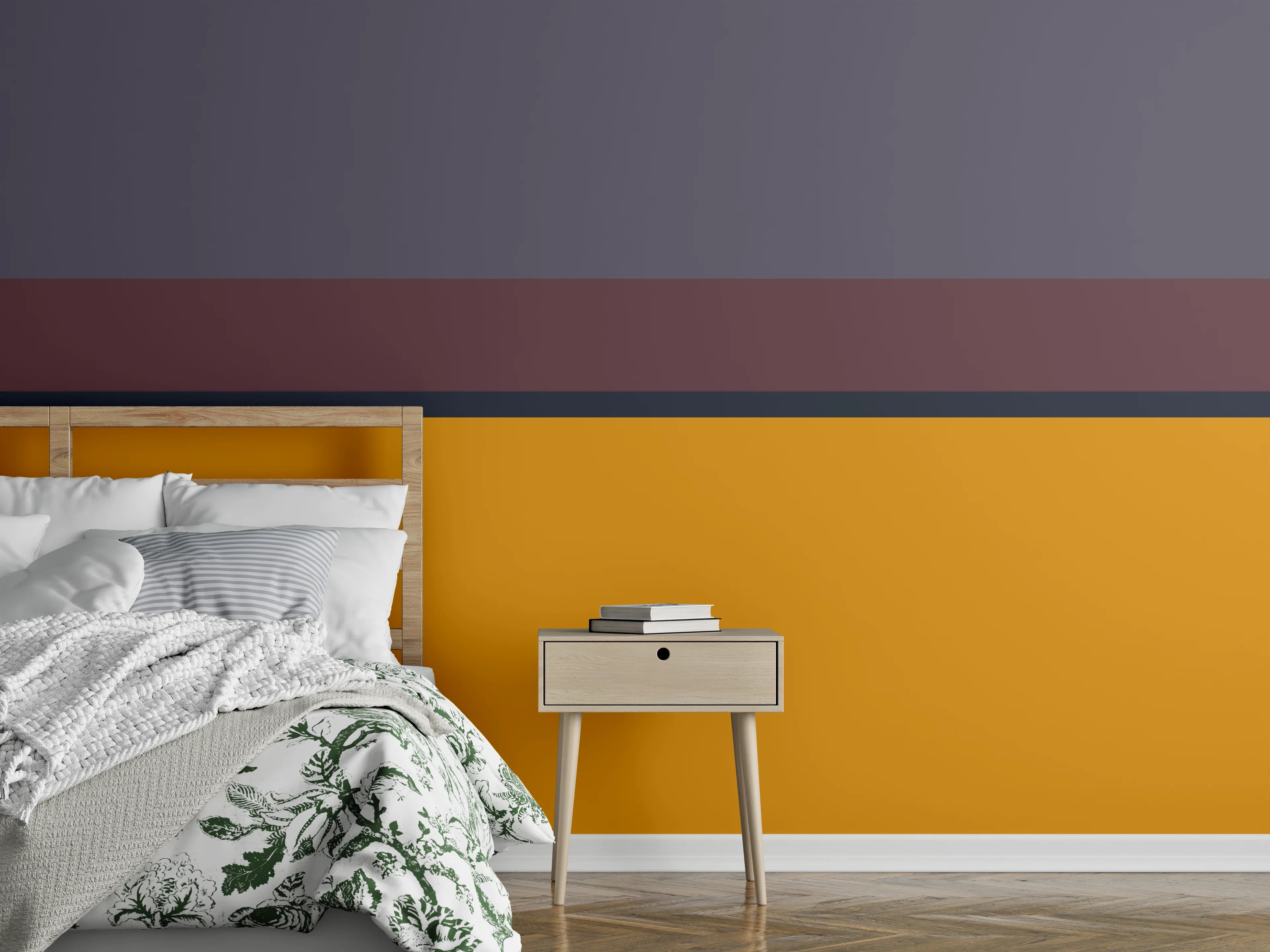 Wandverkleidung Schlafzimmer - Erdtöne mit Grau- und Musternuancen