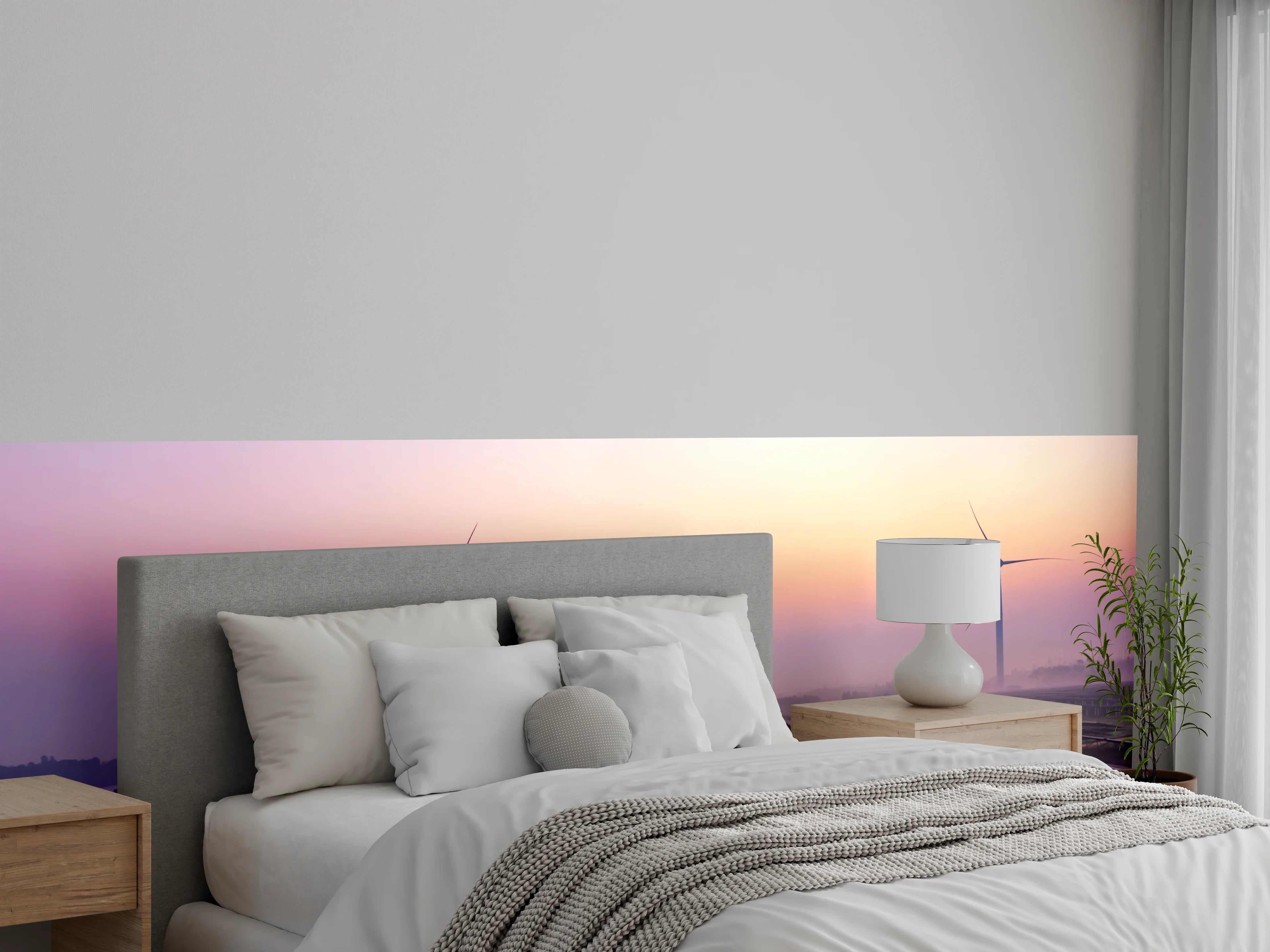 Wandverkleidung Schlafzimmer - Erneuerbare Energie bei Sonnenaufgang Motiv