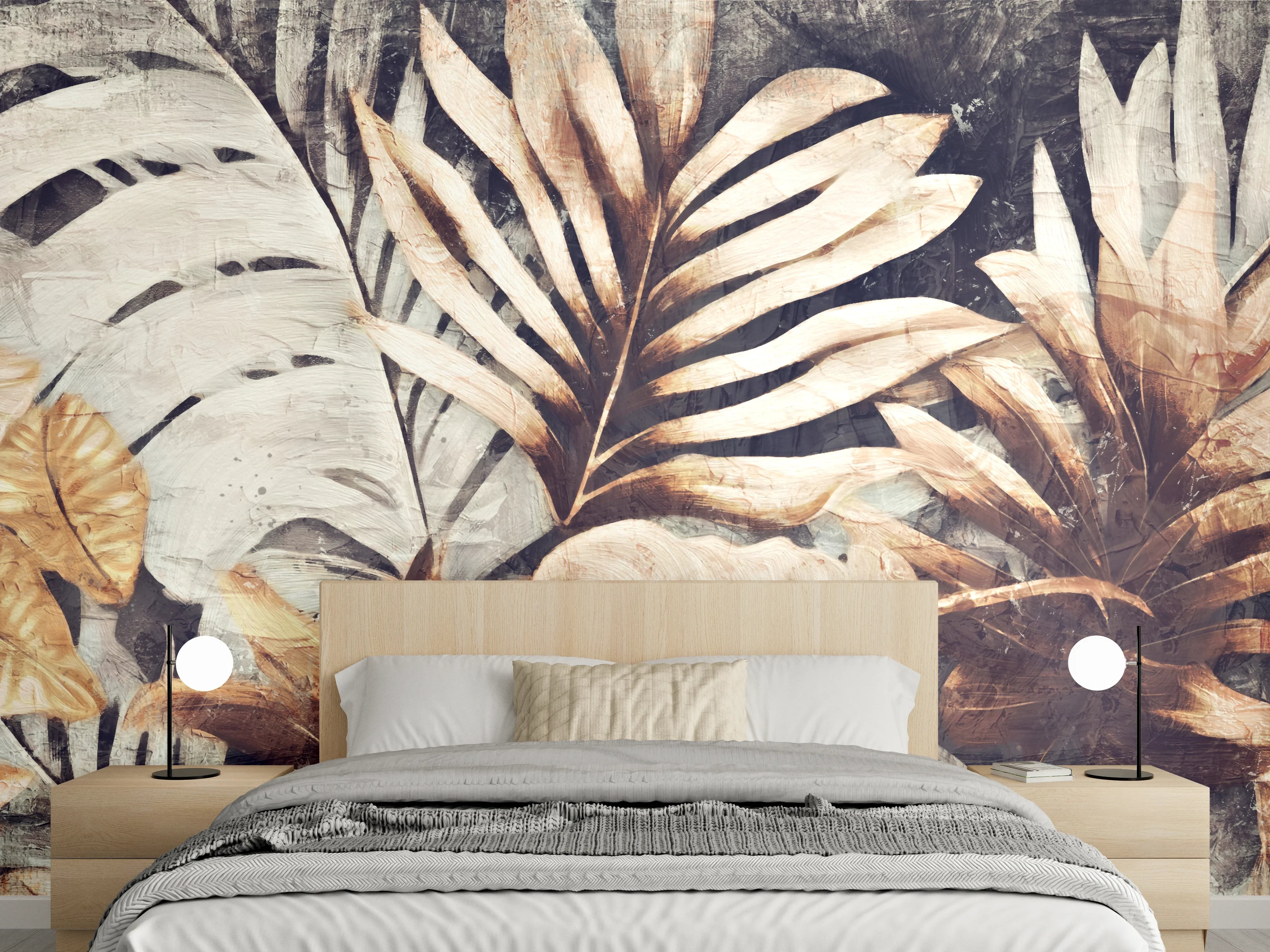 Wandverkleidung Schlafzimmer - Exotische Dschungel-Pflanzen Textur