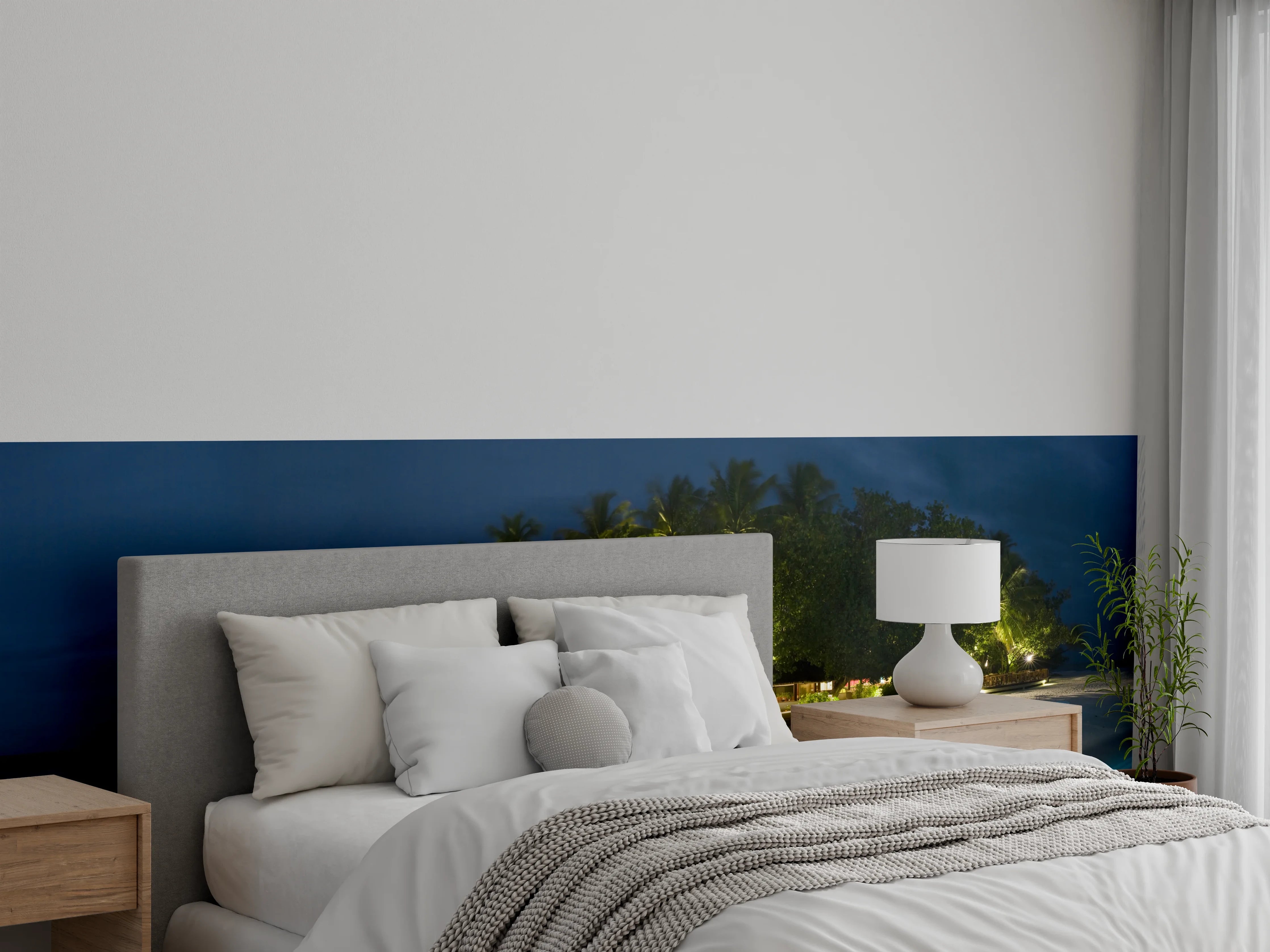 Wandverkleidung Schlafzimmer - Exotische Insel bei Nacht Panorama