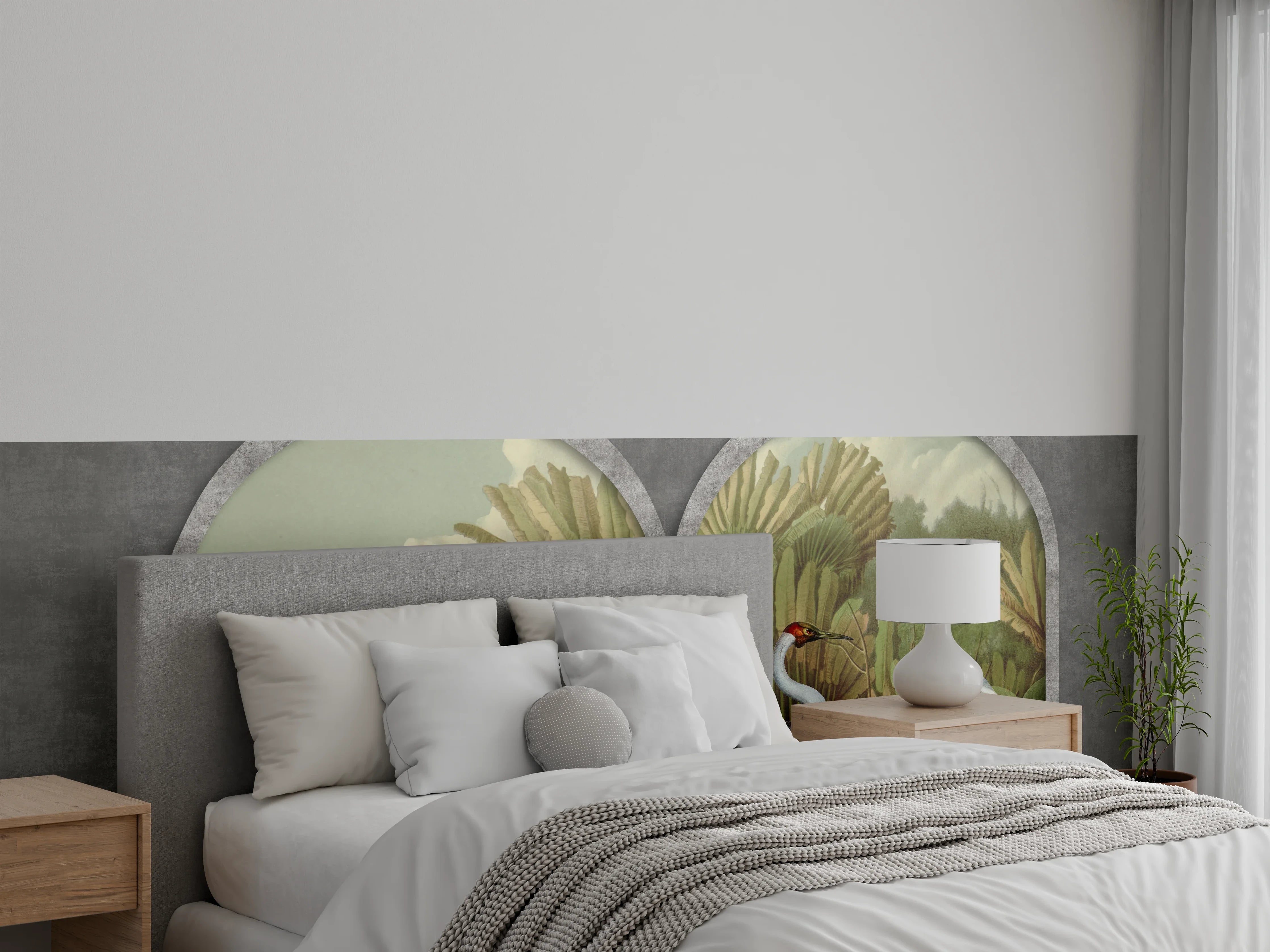 Wandverkleidung Schlafzimmer - Exotische Kraniche Naturpanorama
