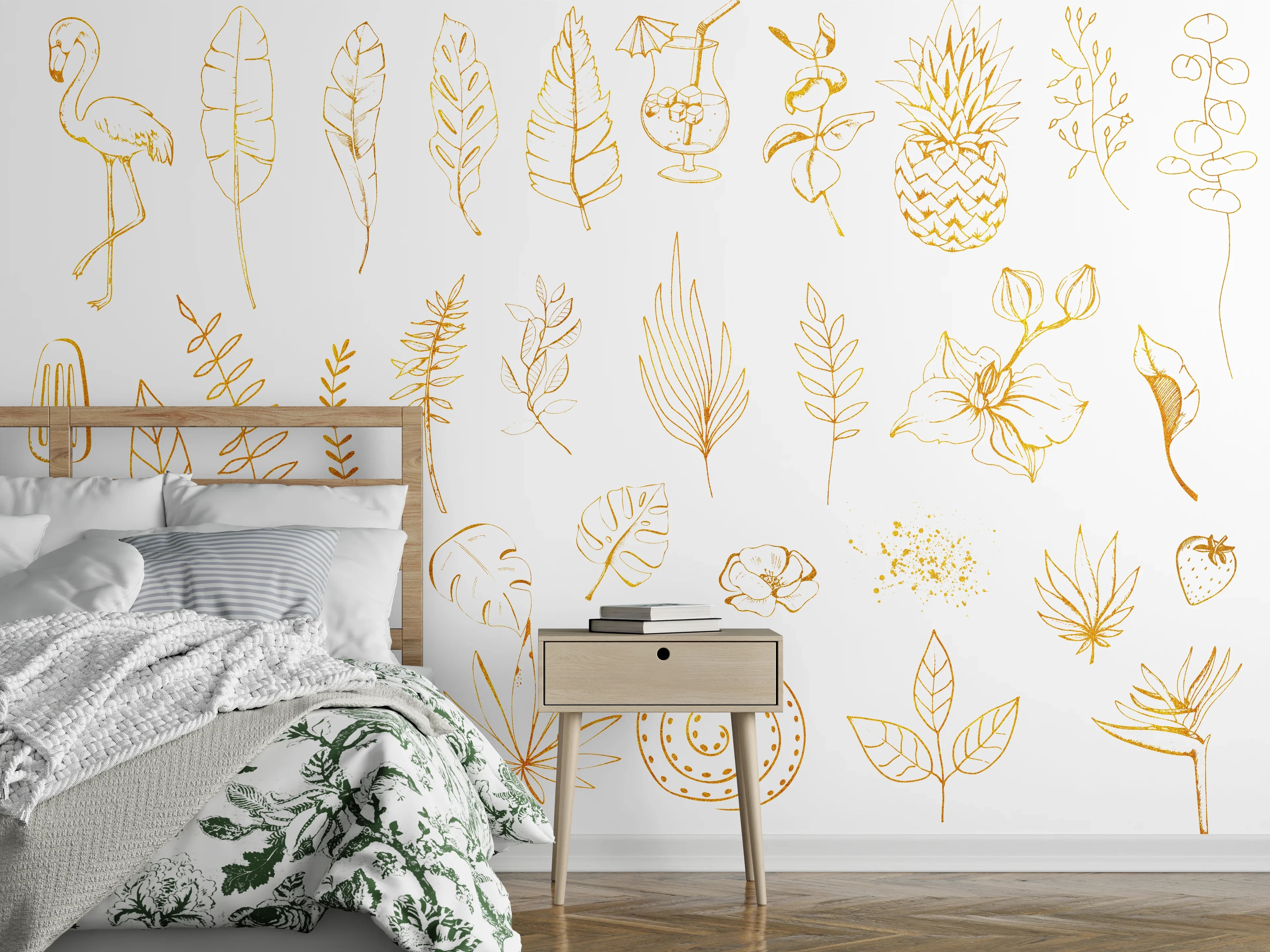 Wandverkleidung Schlafzimmer - Exotische Motive - Zeichenmalerei